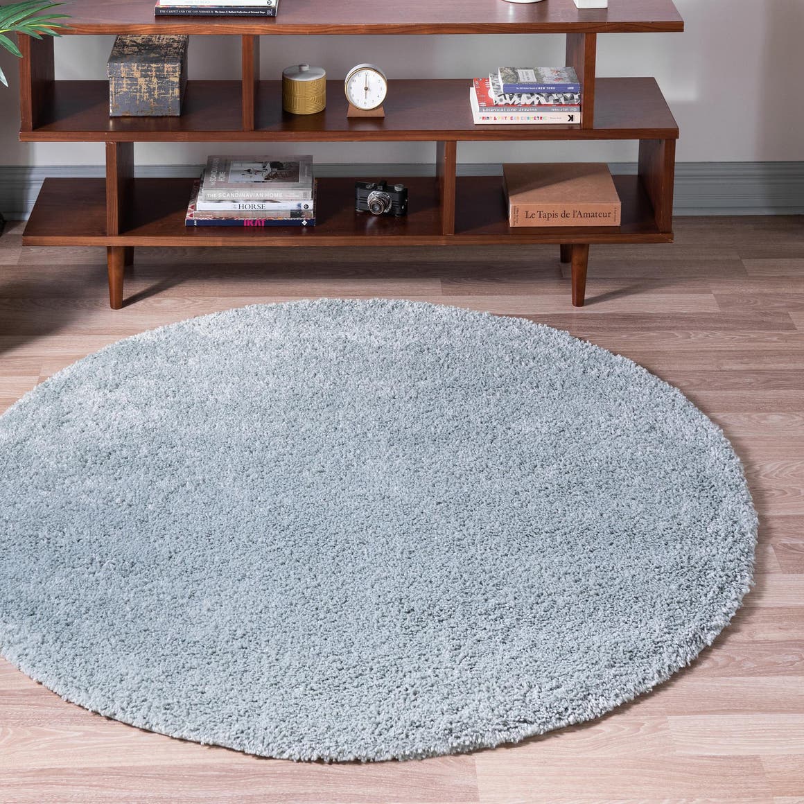 Sage Green 5' x 5' Soft Solid Shag Round Rug