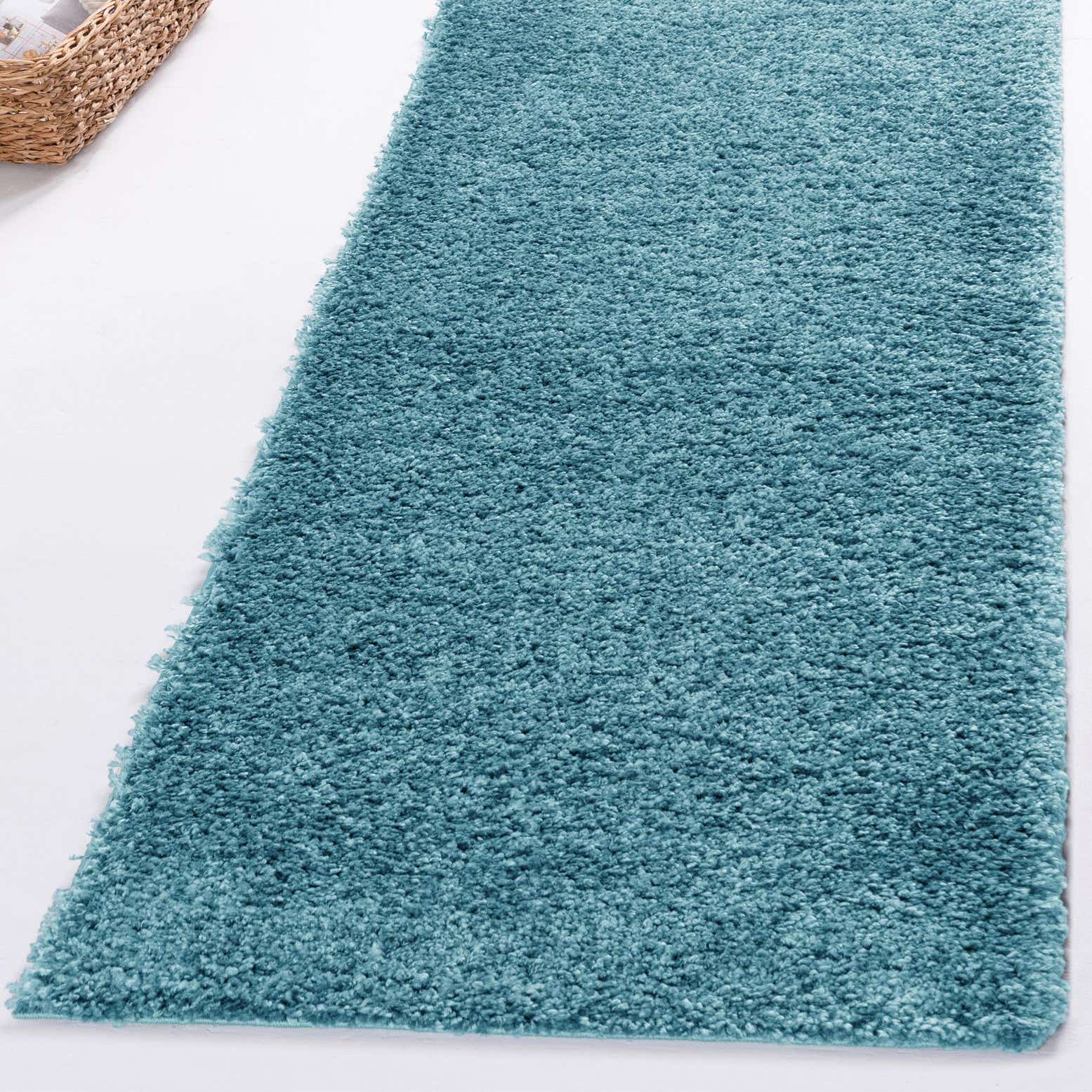 Turquoise 80cm x 395cm Soft Solid Shag Runner Rug AU Rugs