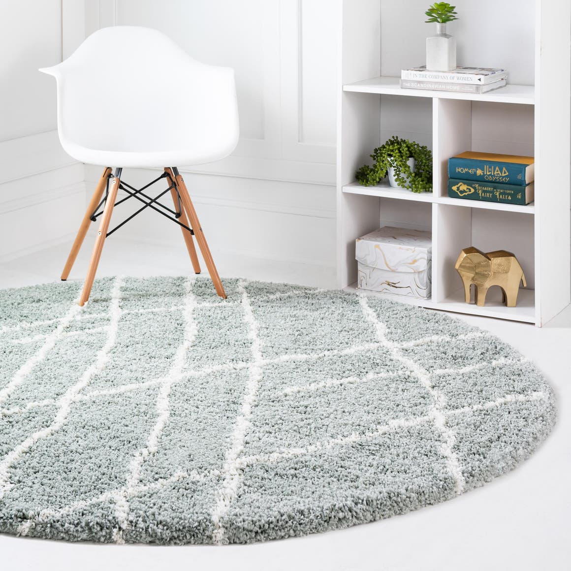 Sage Green 4' x 4' Soft Touch Shag Round Rug