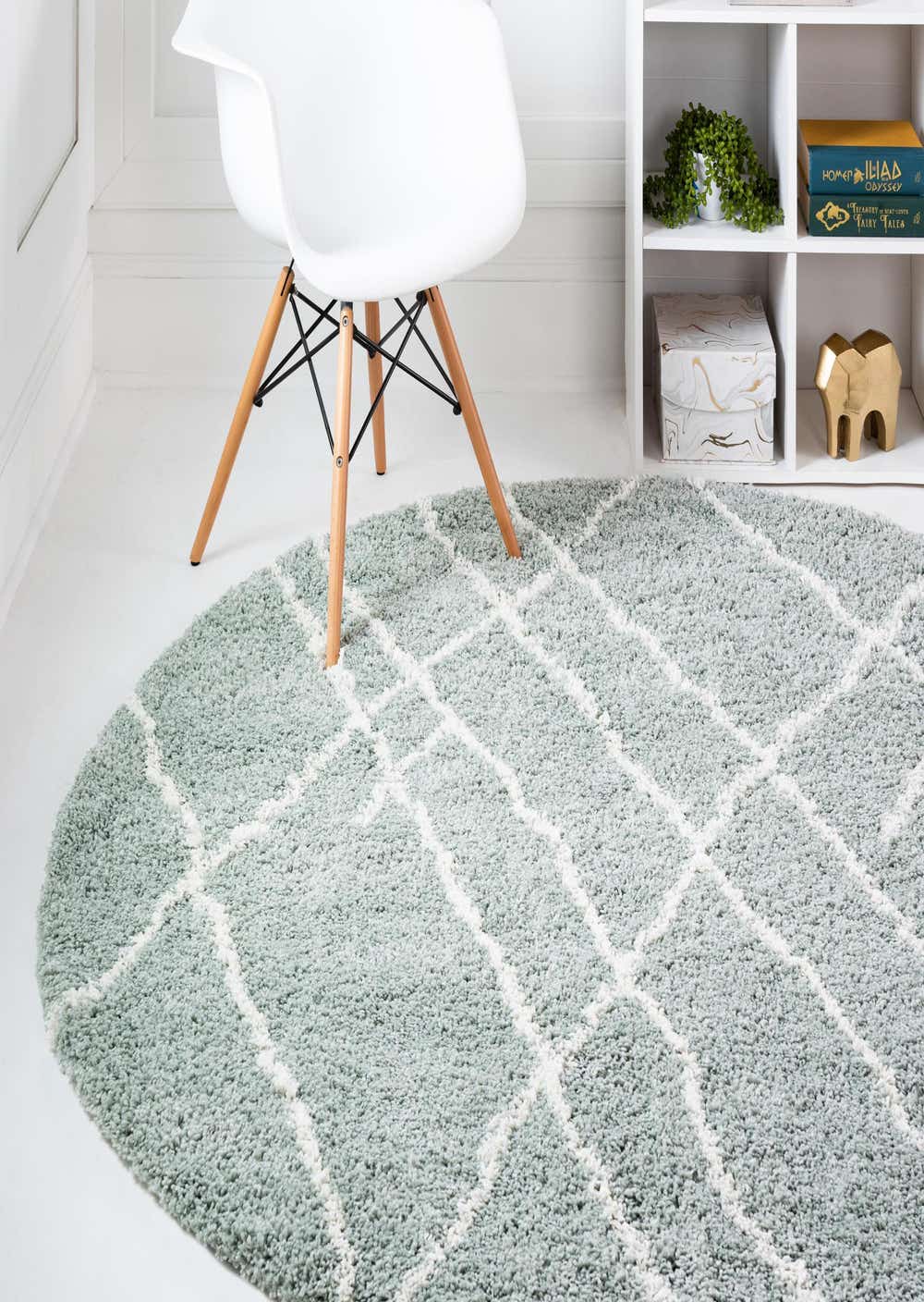 Sage Green 4' x 4' Soft Touch Shag Round Rug