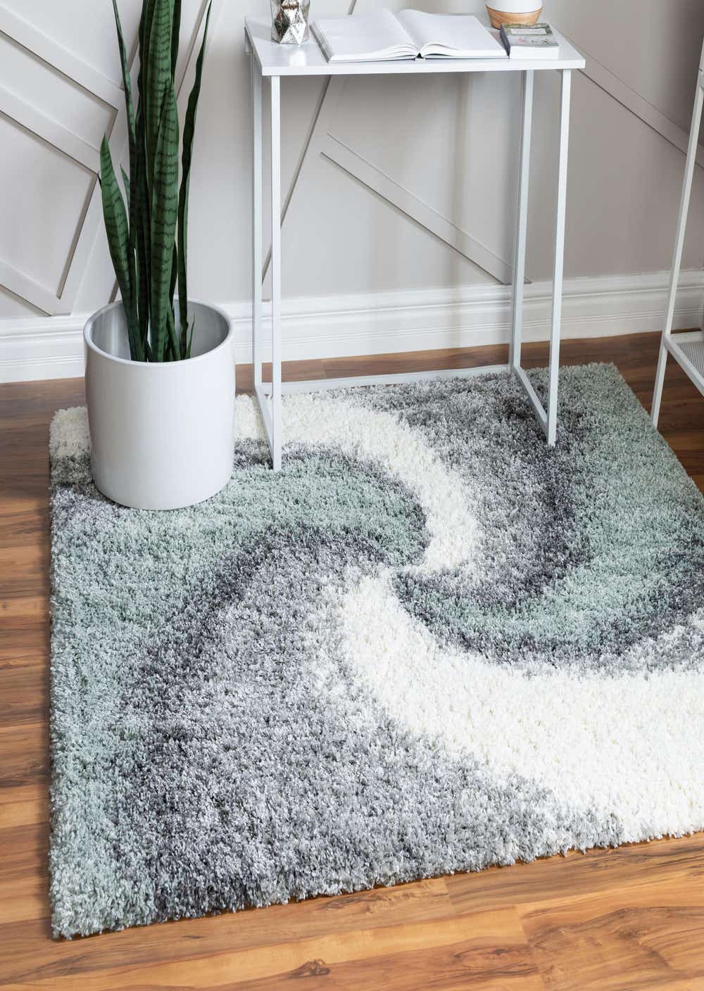 Sage Green 8' x 8' Soft Touch Shag Square Rug