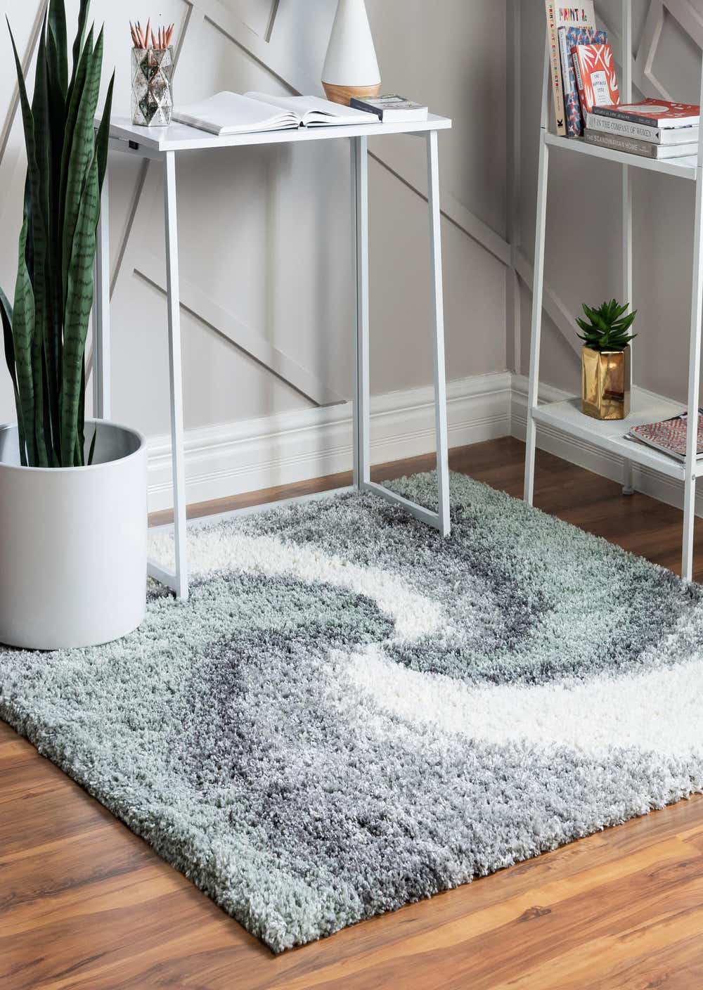 Sage Green 122cm x 122cm Soft Touch Shag Square Rug AU Rugs