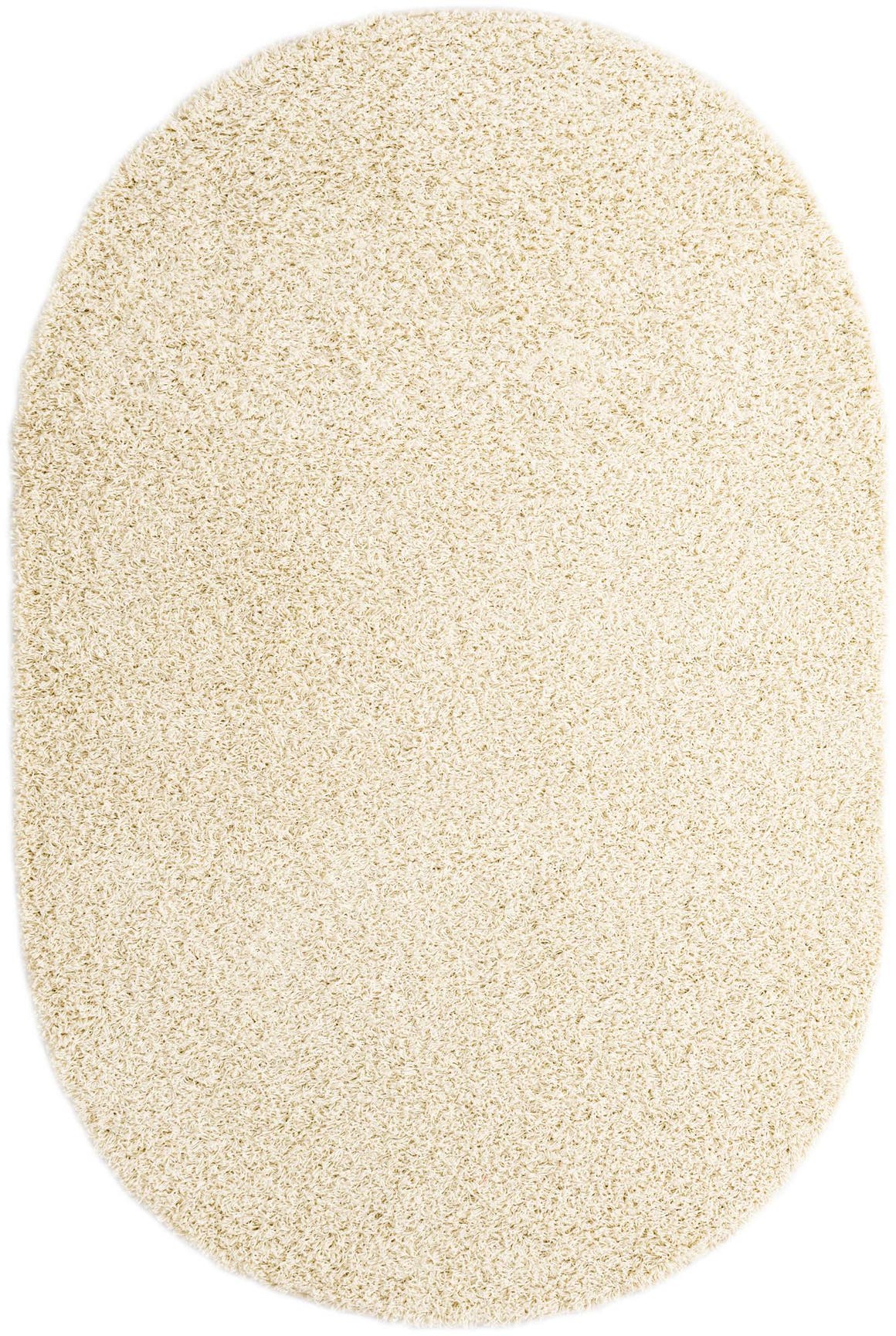 Pure Ivory 5' x 8' Solid Shag Oval Rug