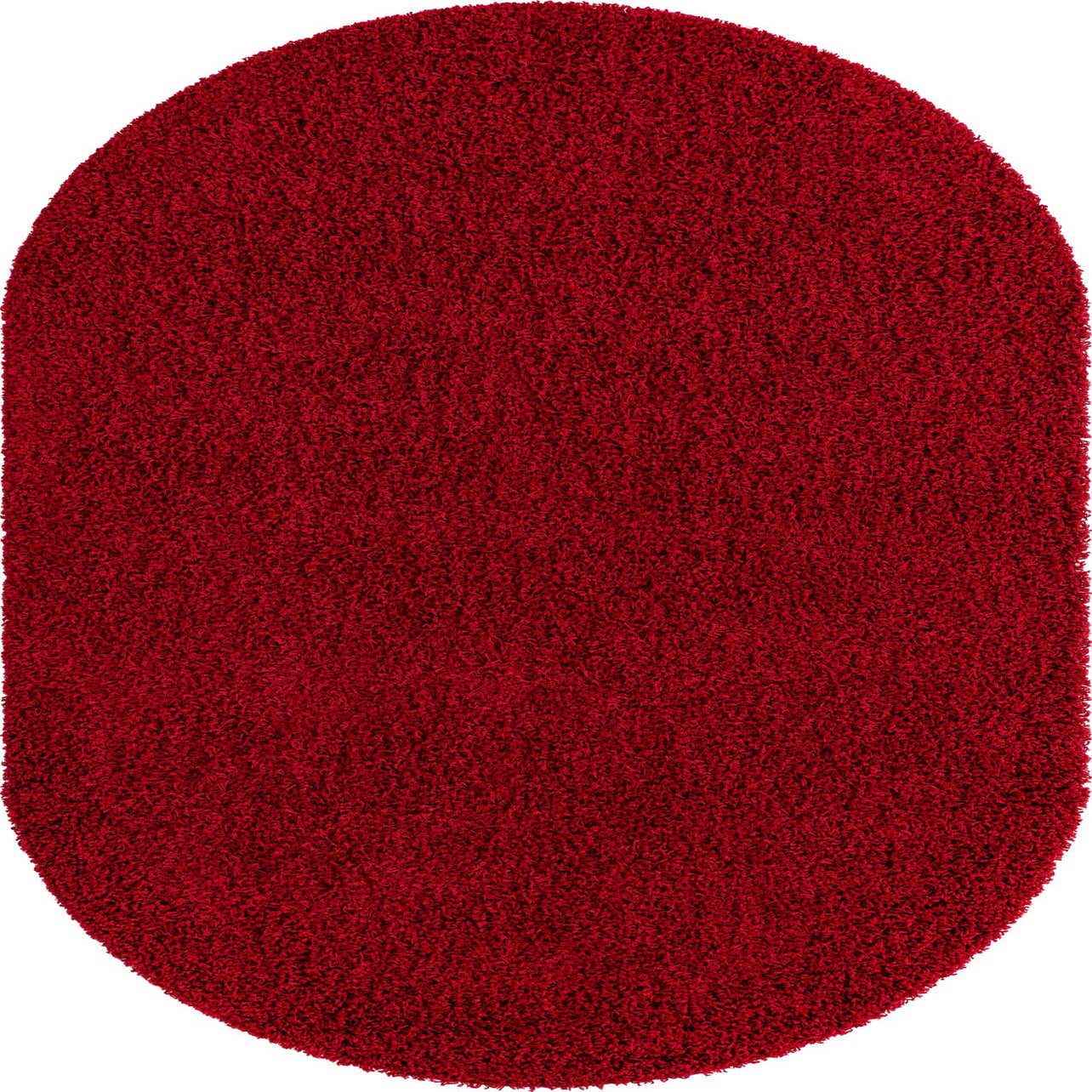 Cherry Red 5' x 8' Solid Shag Oval Rug