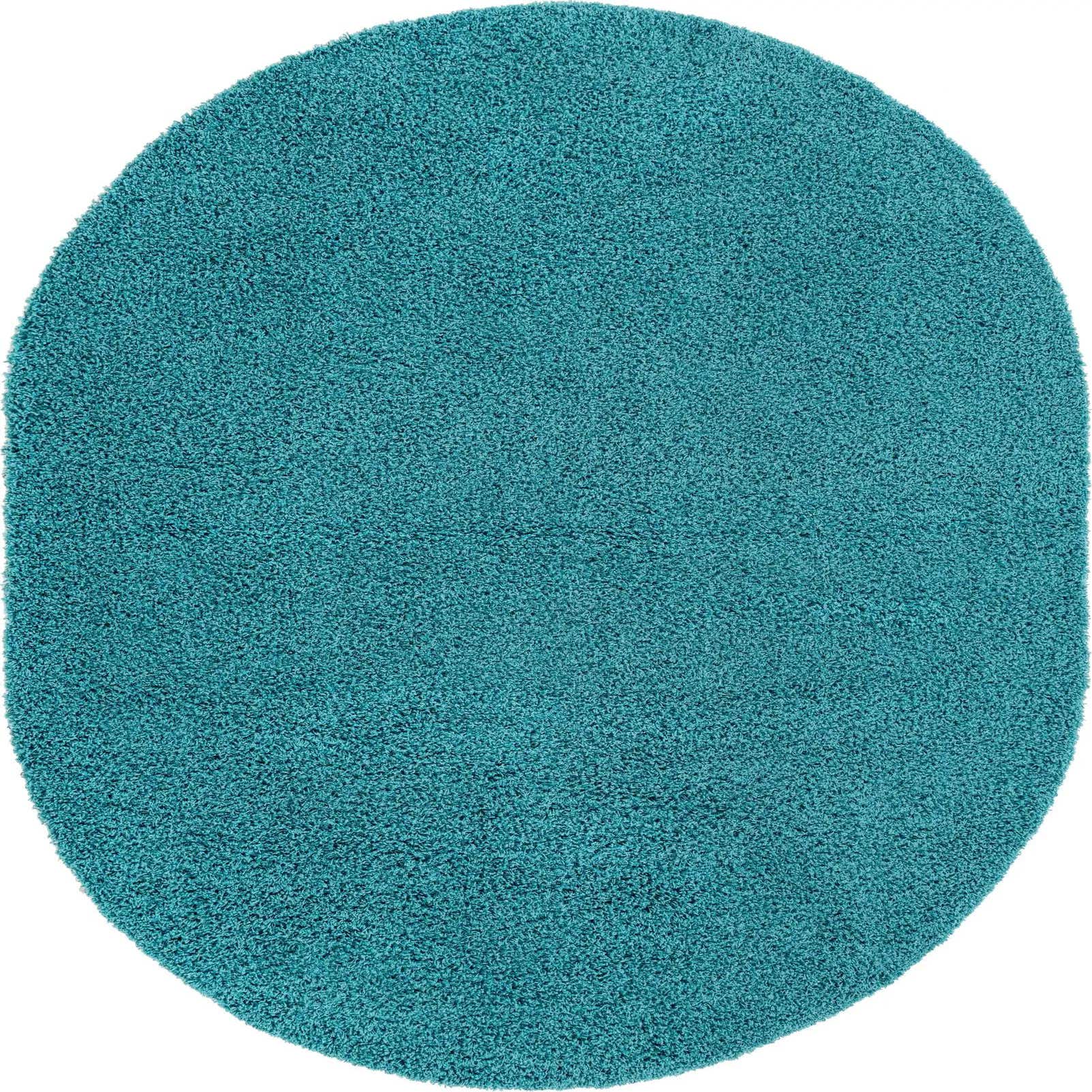 Deep Aqua Blue 8' x 10' Solid Shag Oval Rug