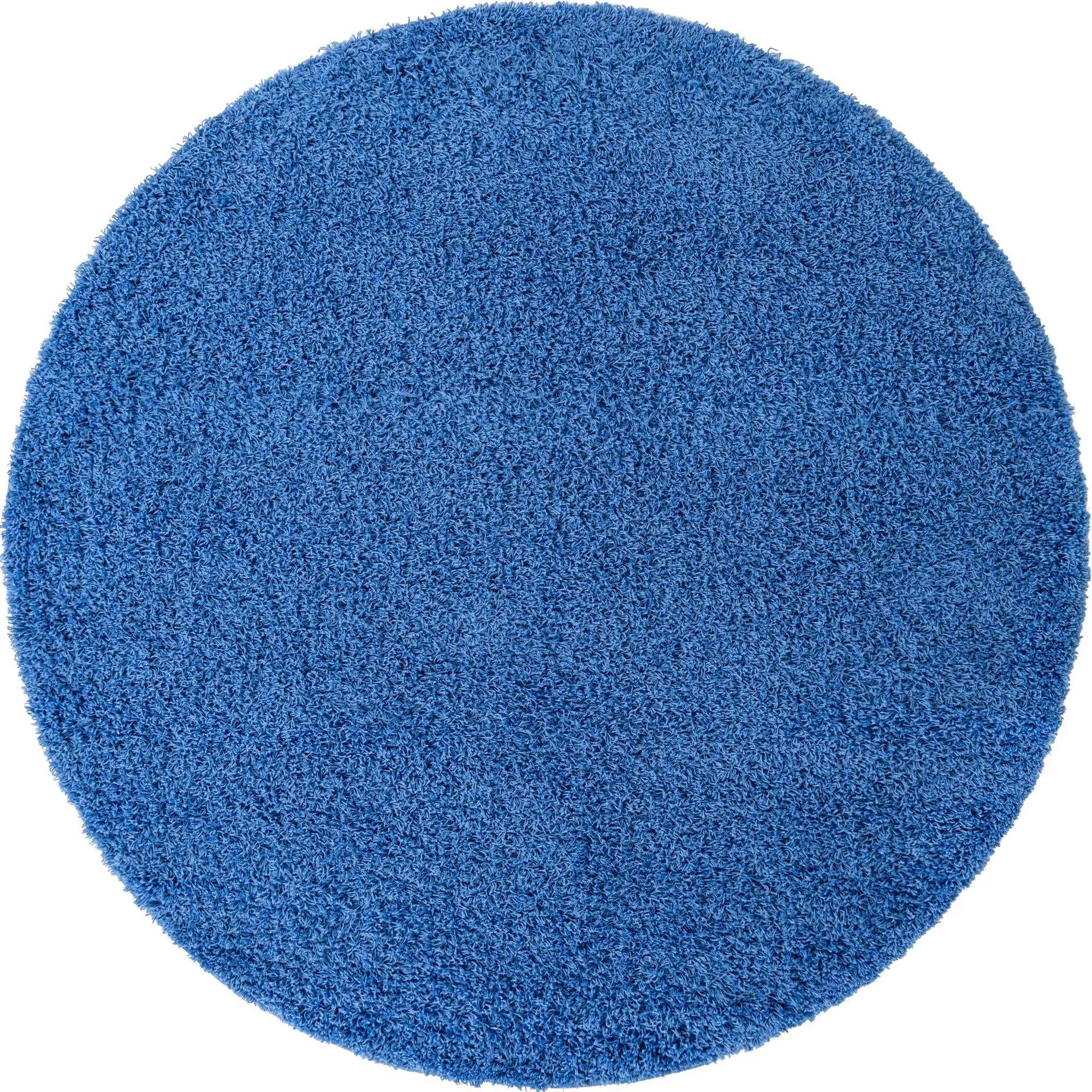 Periwinkle Blue 7' x 7' Solid Shag Round Rug
