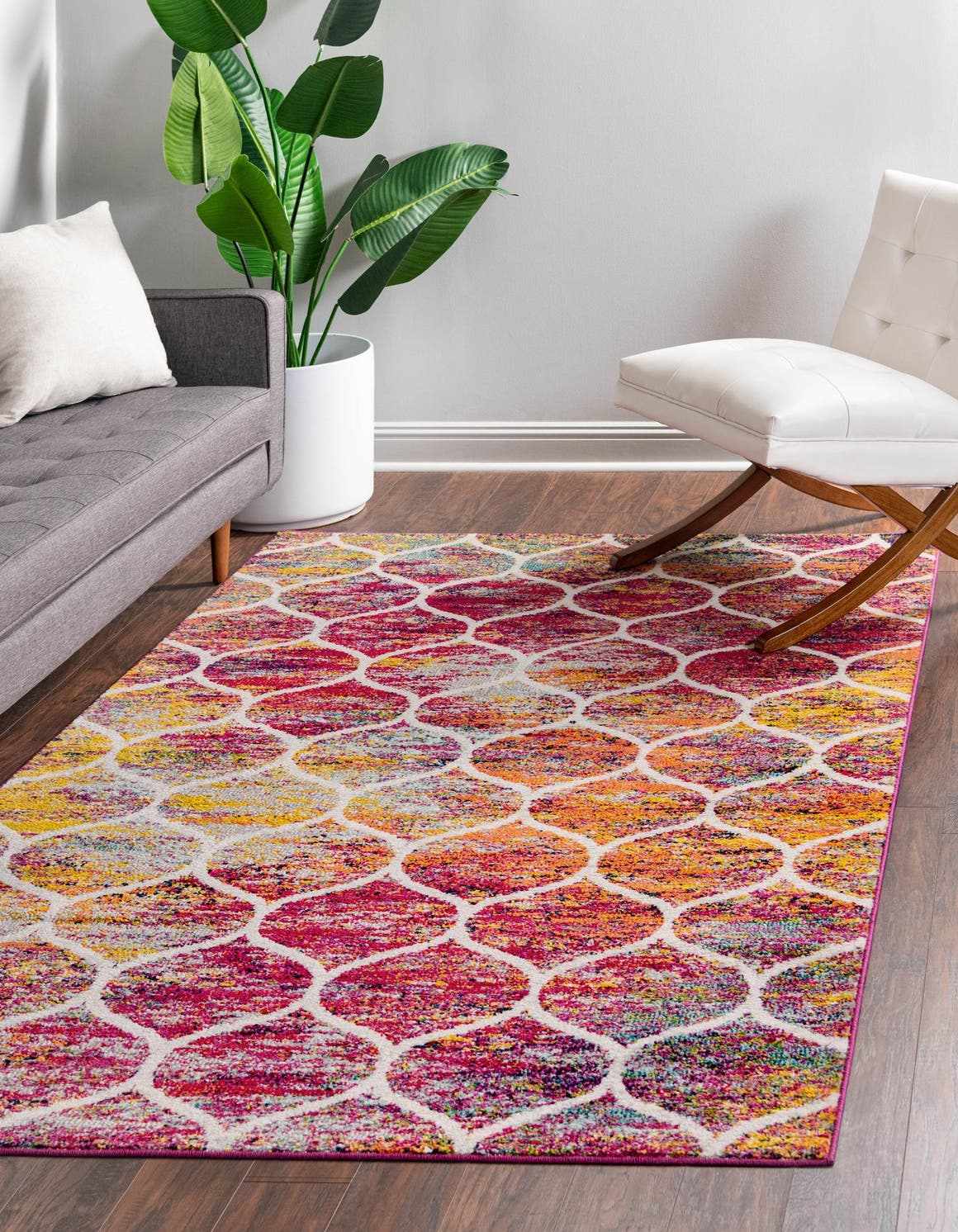 Multicolor 4' x 6' Lattice Frieze Rug