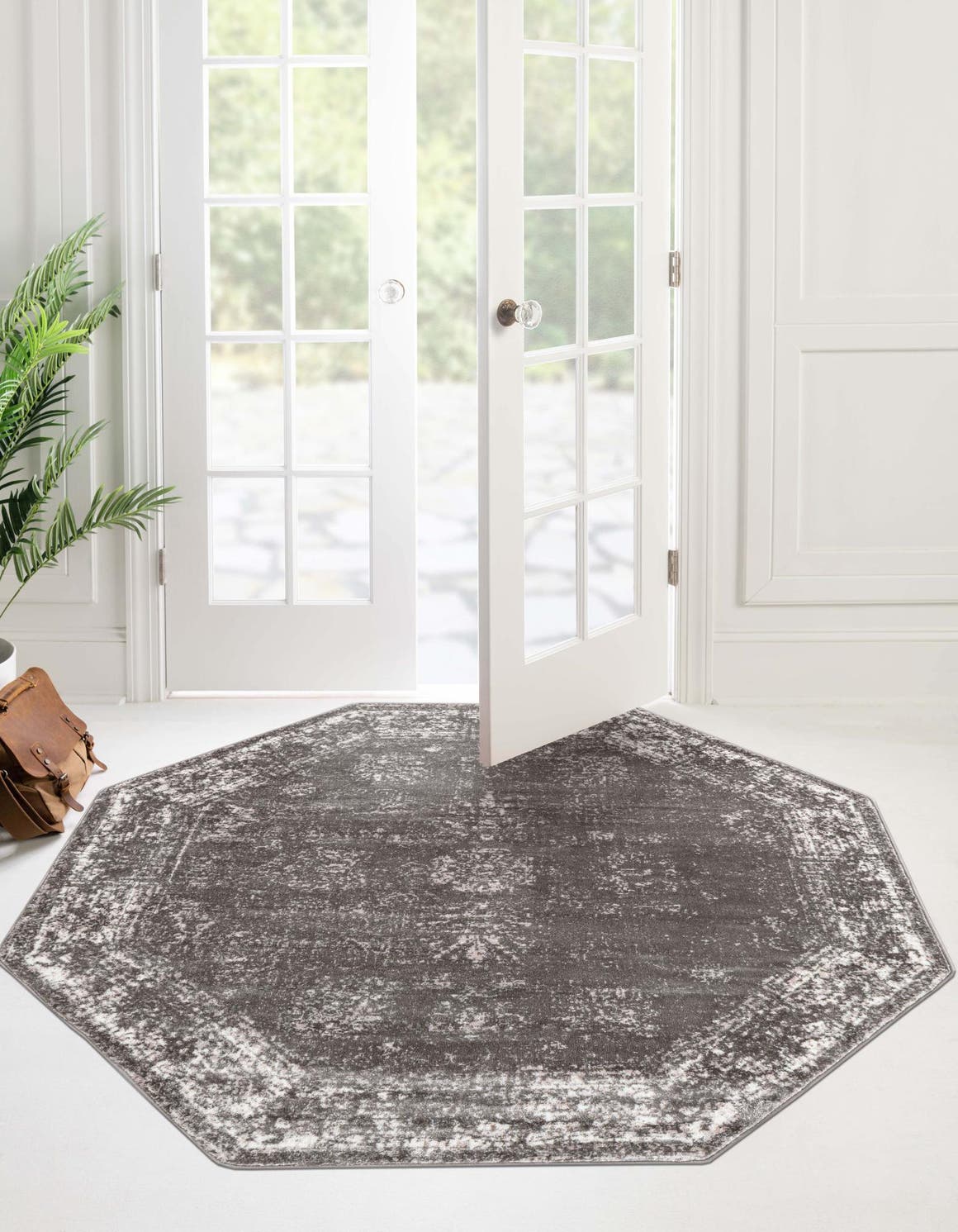 Dark Gray 5' x 5' Monte Carlo Octagon Rug