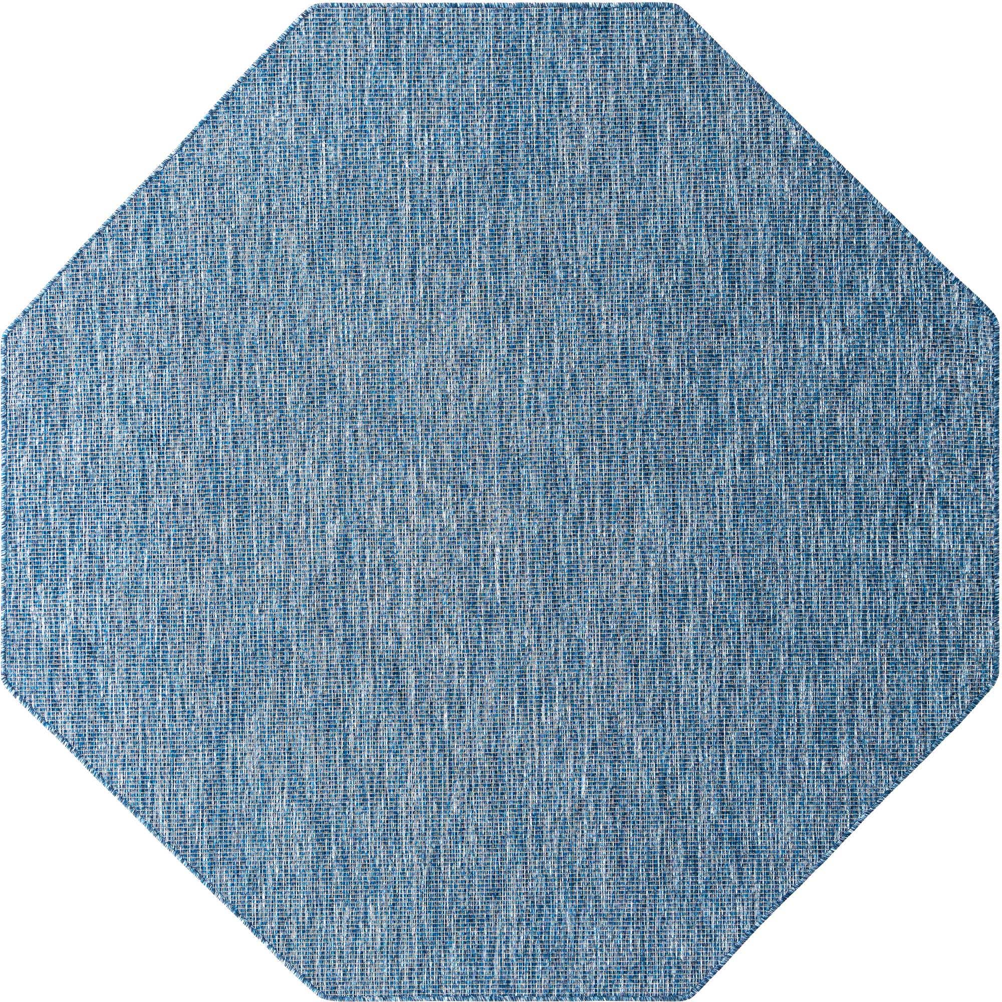 Blue 8' x 8' Outdoor Basic Octagon Rug