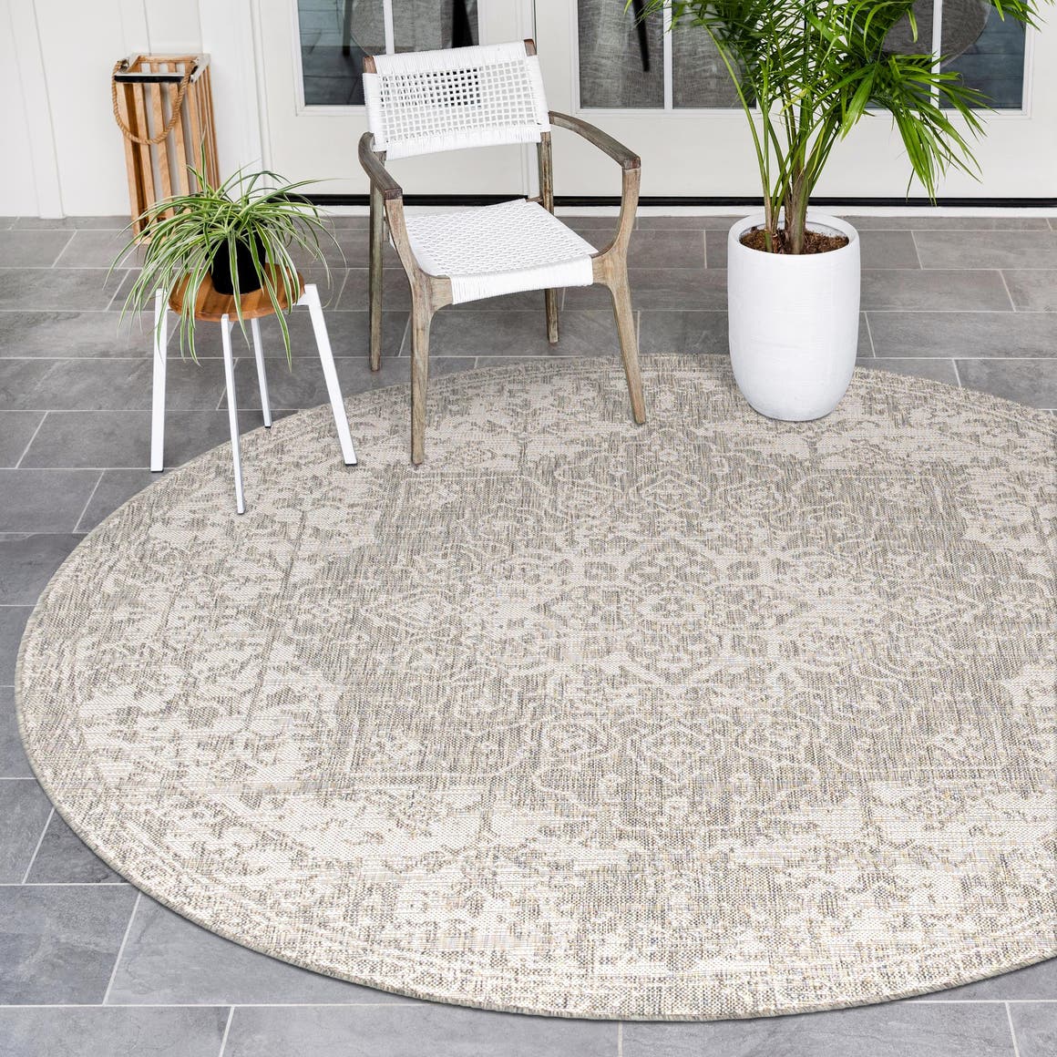 Gray 200cm x 200cm Jill Zarin Outdoor Round Rug AU Rugs