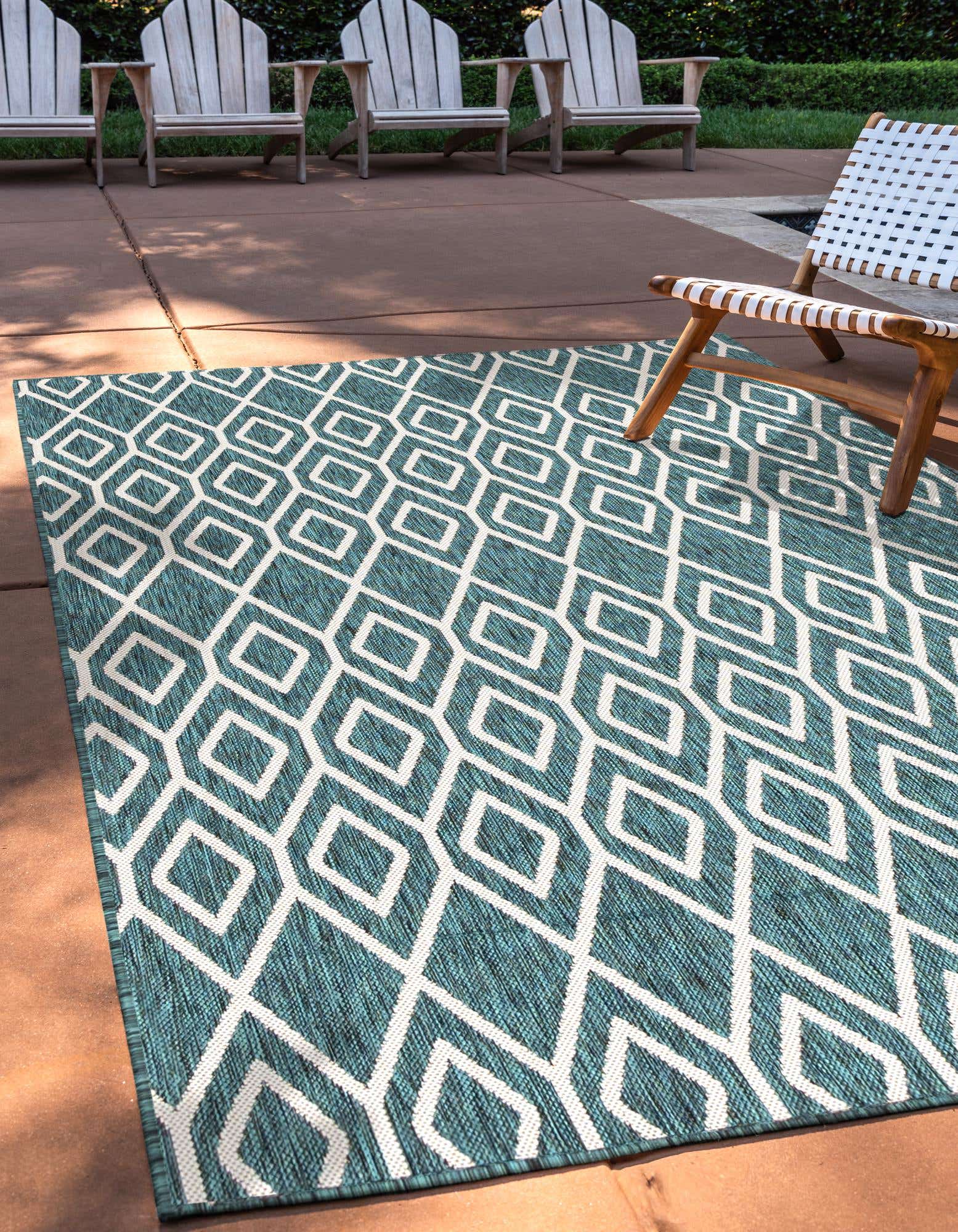 Teal 9' x 12' Jill Zarin Indoor / Outdoor Rug