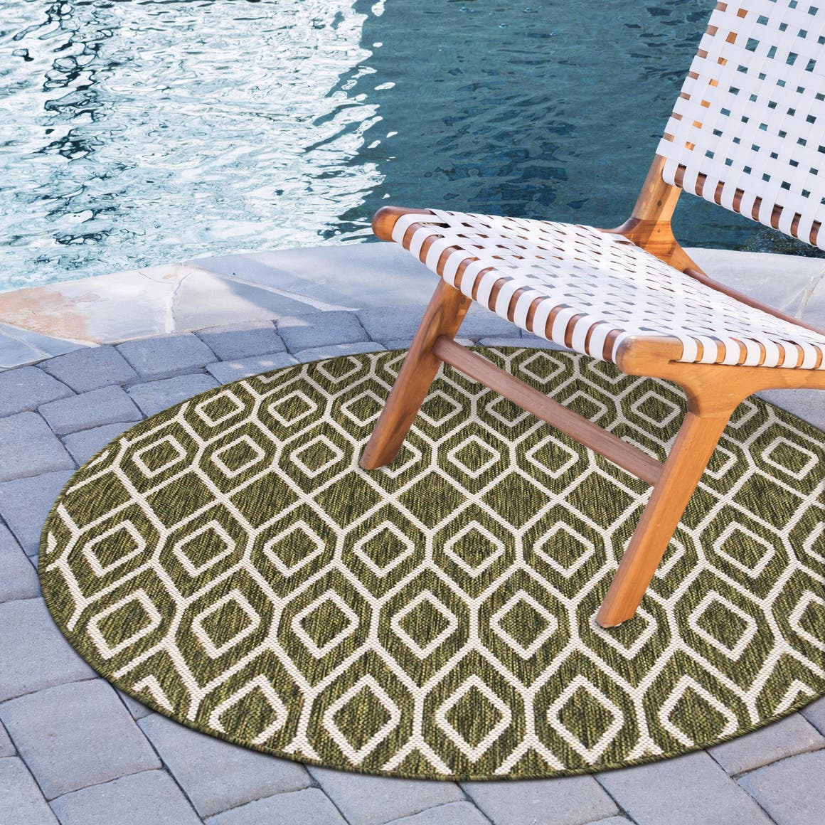 Green 200cm x 200cm Jill Zarin Outdoor Round Rug AU Rugs