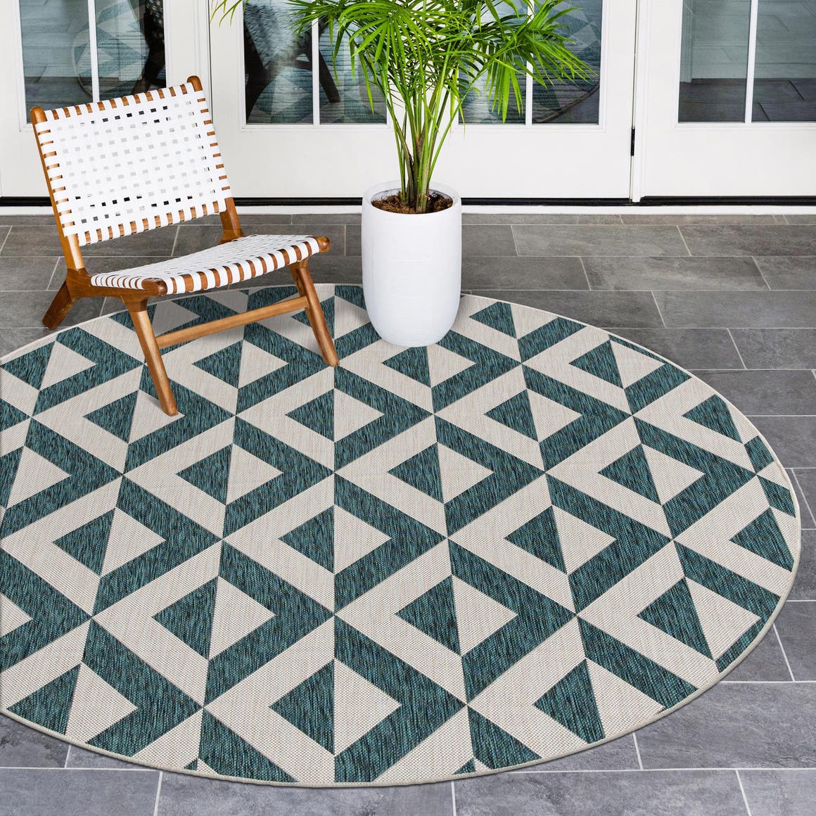 Teal 200cm x 200cm Jill Zarin Outdoor Round Rug AU Rugs