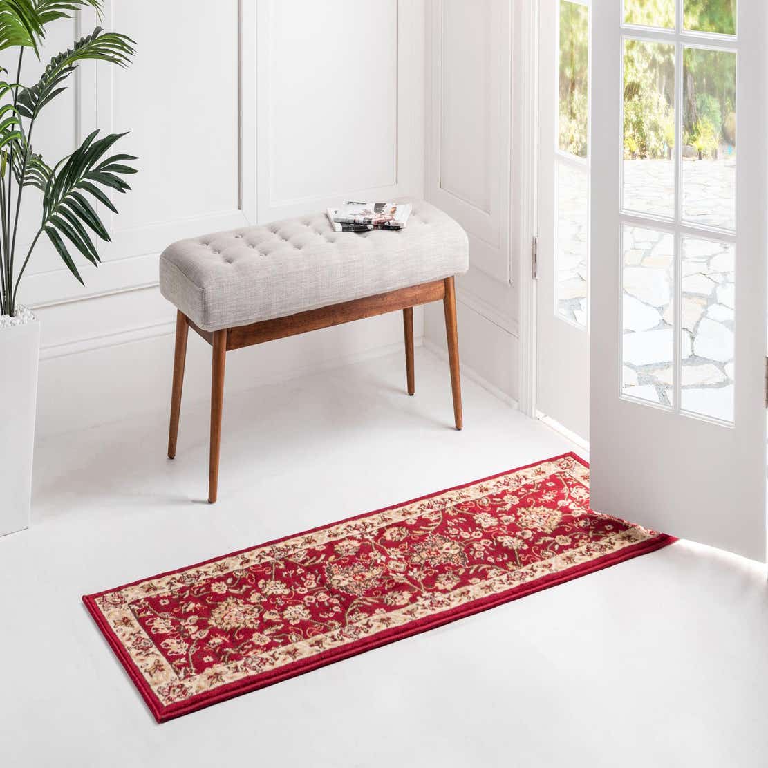 Burgundy 2' 7 x 10' Kashan Design Runner Rug eSaleRugs