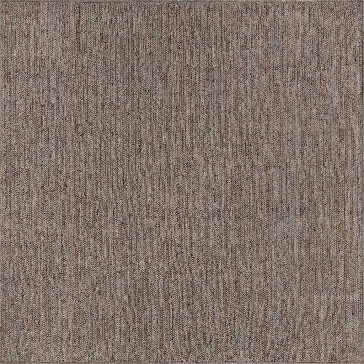 Gray 8' x 8' Braided Jute Square Rug