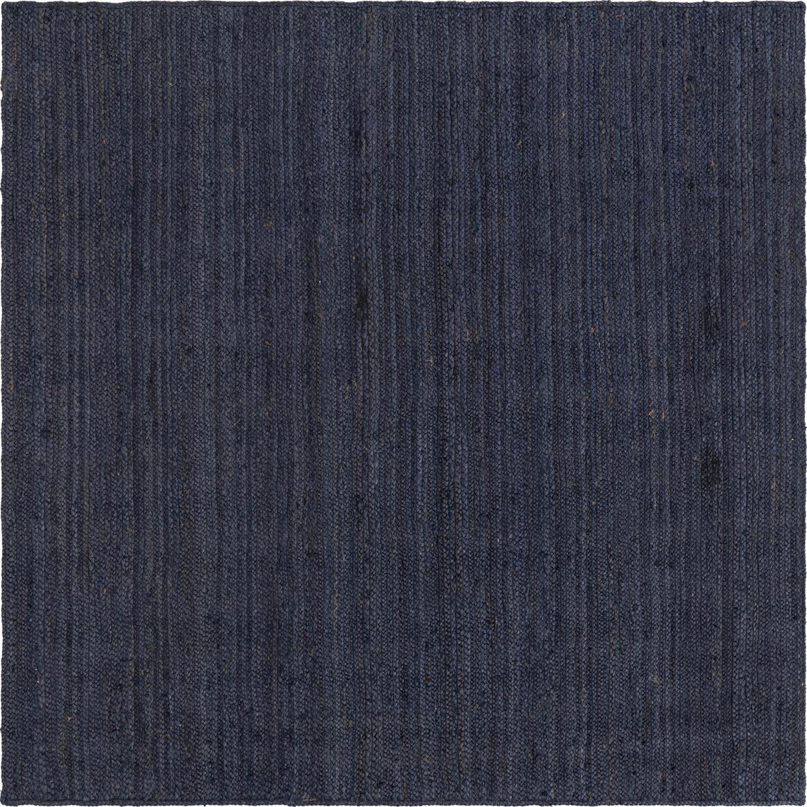 Rug peg605t Navy Blue 8' x 8' Braided Jute Square Rug | Rugs.com