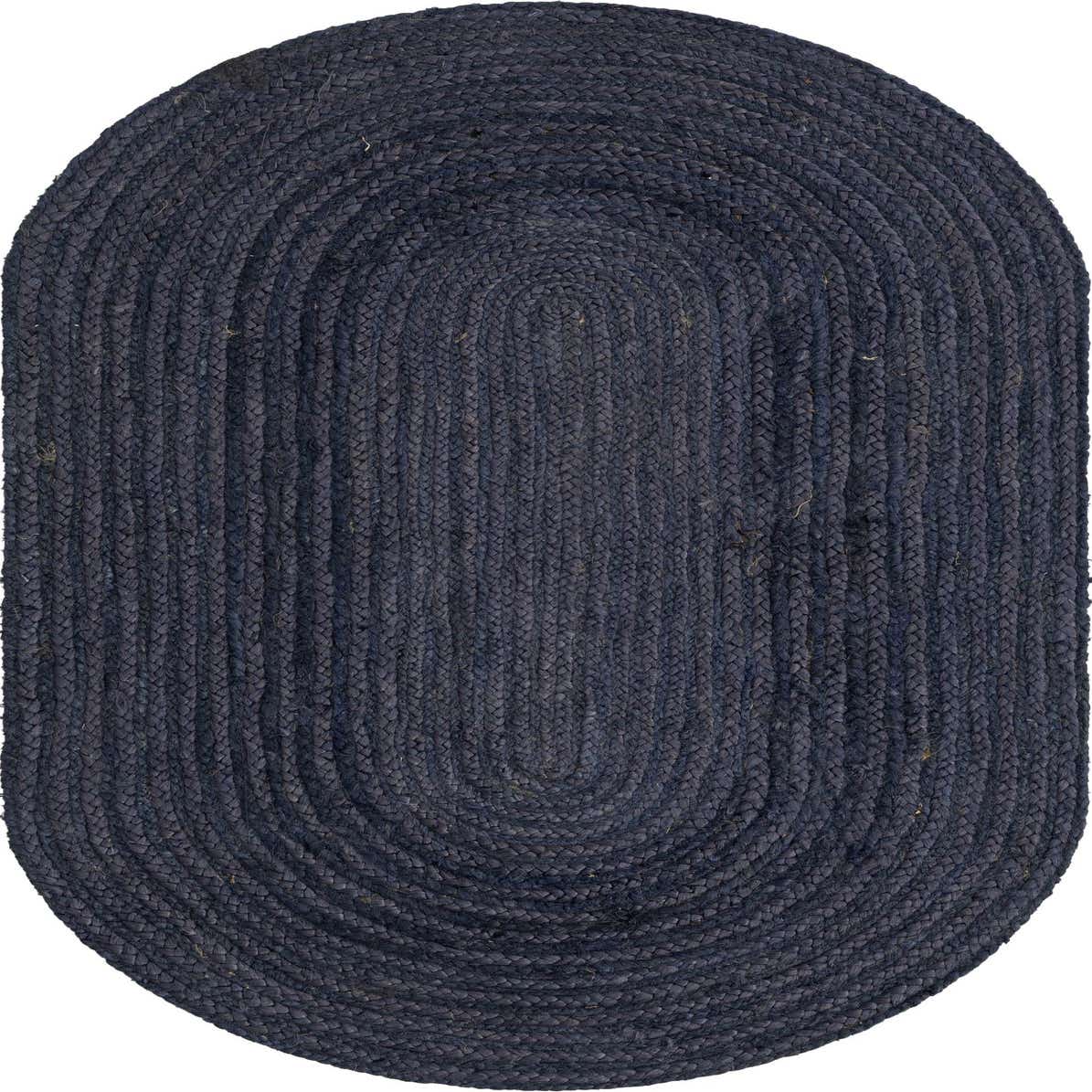 Navy Blue 3' 3 x 5' Braided Jute Oval Rug Rugs.ca