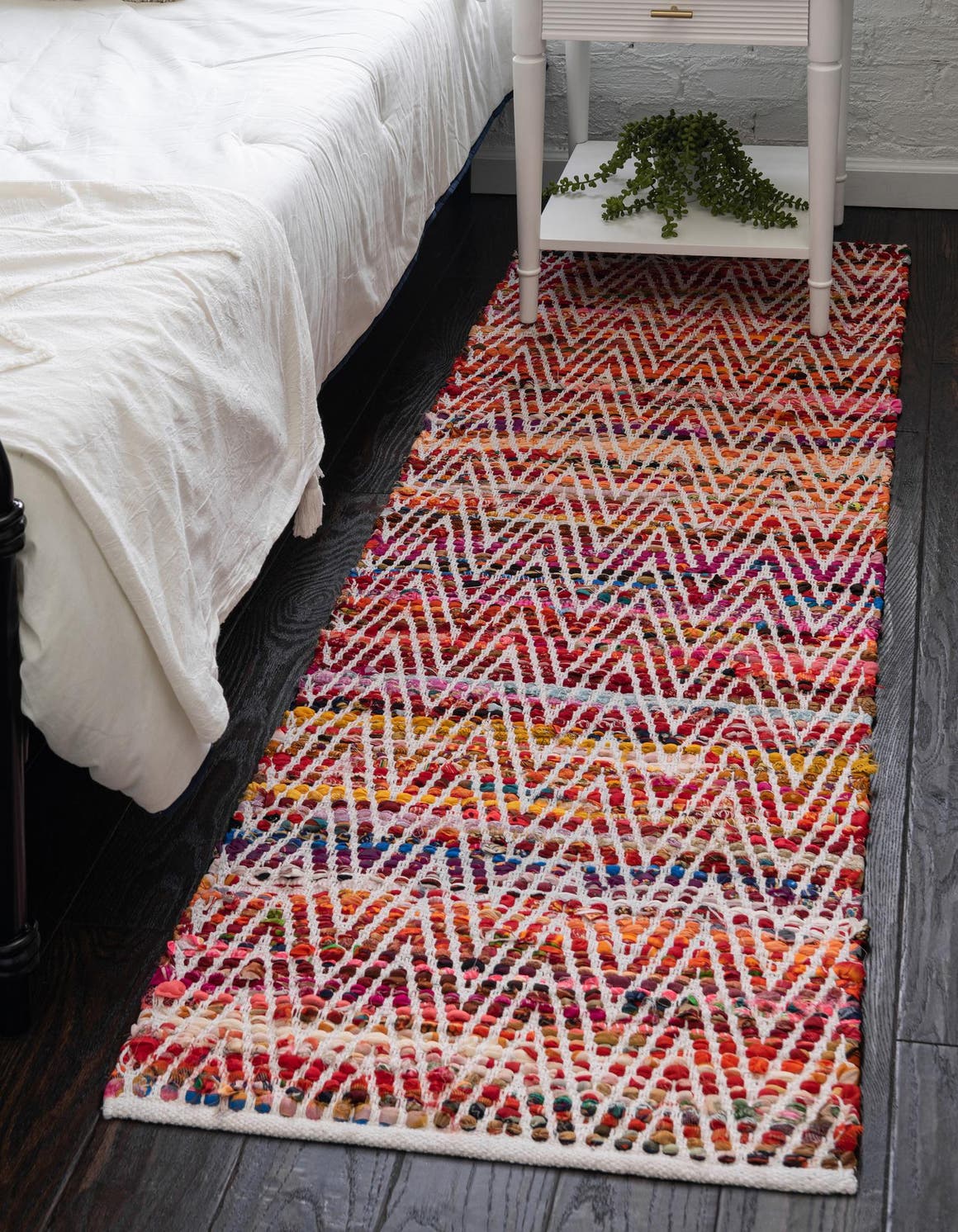 Multicolor 2' 2 x 6' Chindi Chevron Runner Rug