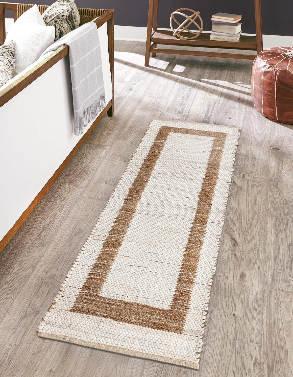 White 2' 2 x 6' Chindi Jute Runner Rug Rugs.ca