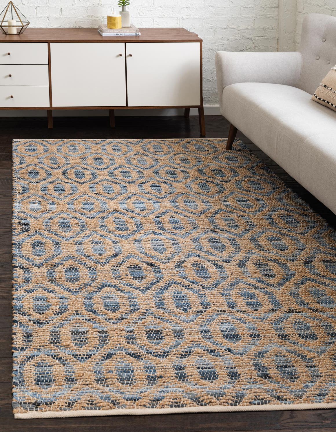 Navy Blue 9' x 12' Chindi Jute Rug Rugs.ca