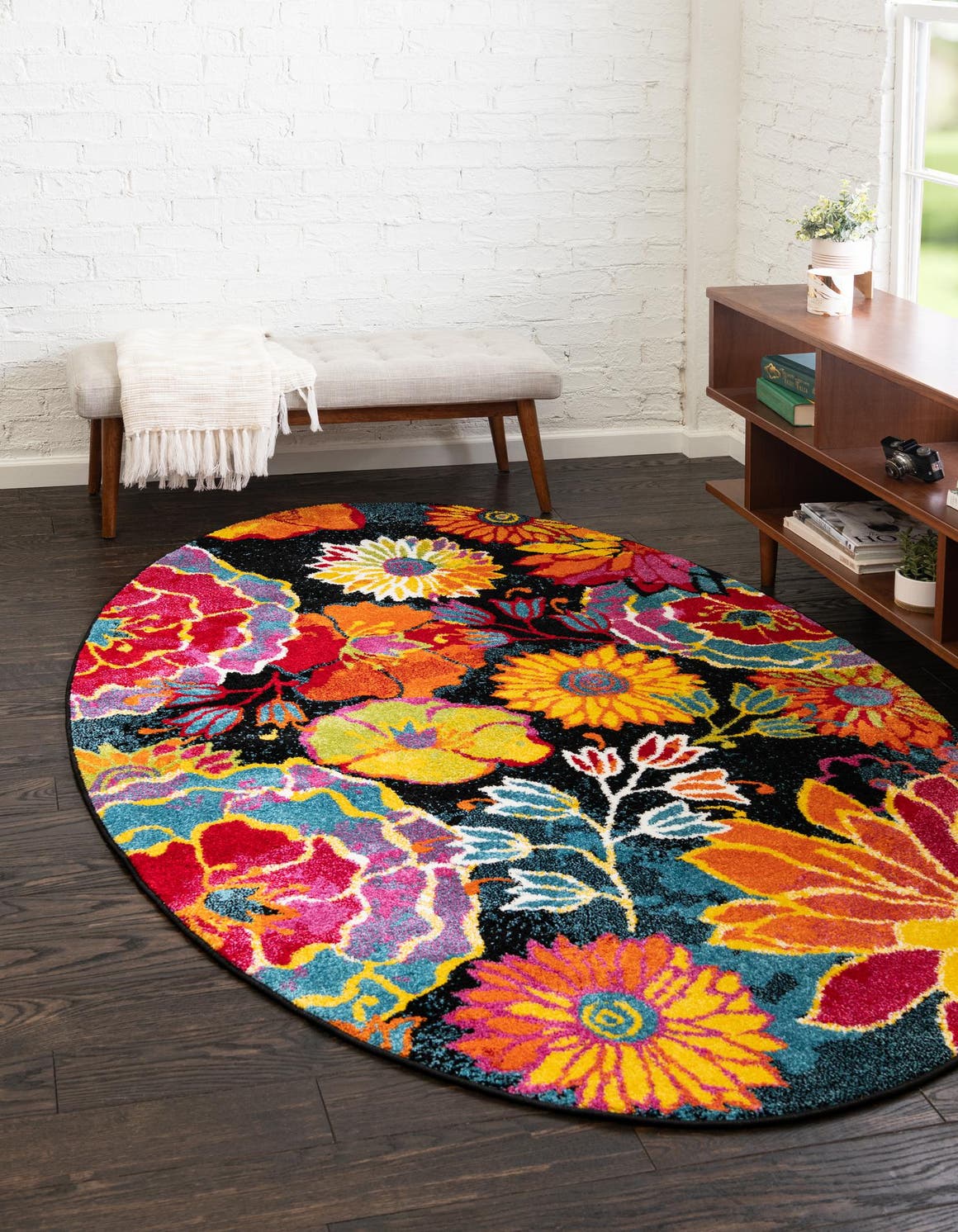 Black 240cm x 305cm Florence Oval Rug AU Rugs