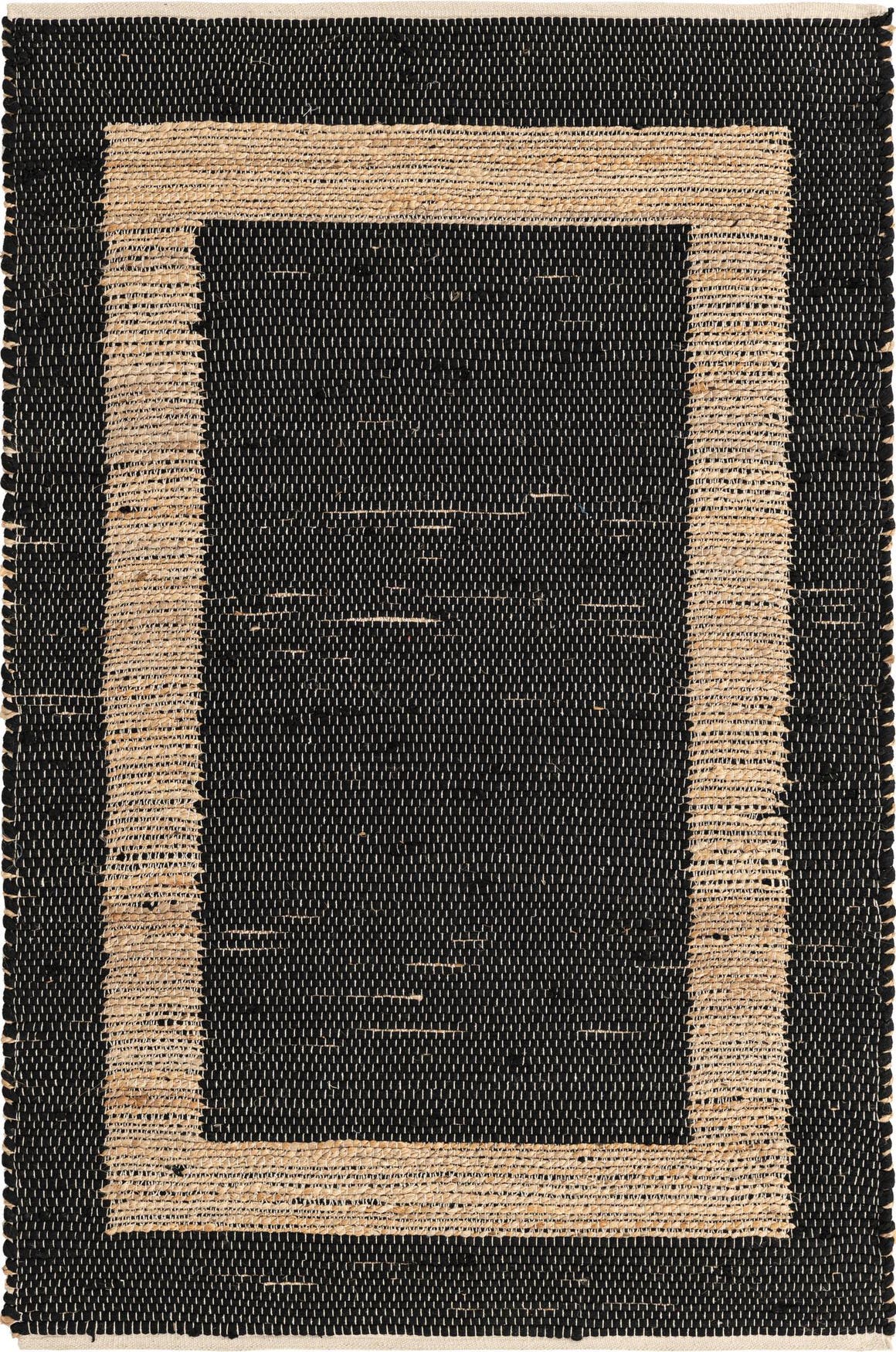 Extra large outdoor rug Black 4' x 6' Chindi Jute Rug | Rugs.com