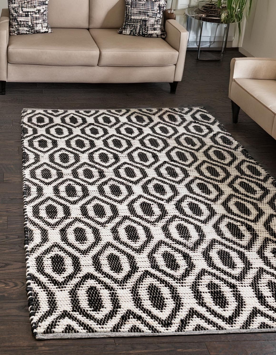 Black and White 213cm x 305cm Chindi Jute Rug AU Rugs