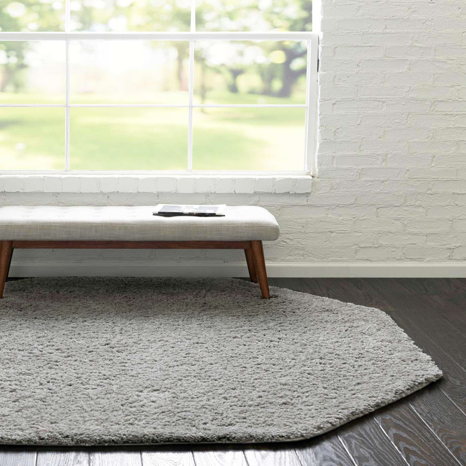 Light Gray 6' x 6' Everyday Shag Octagon Rug