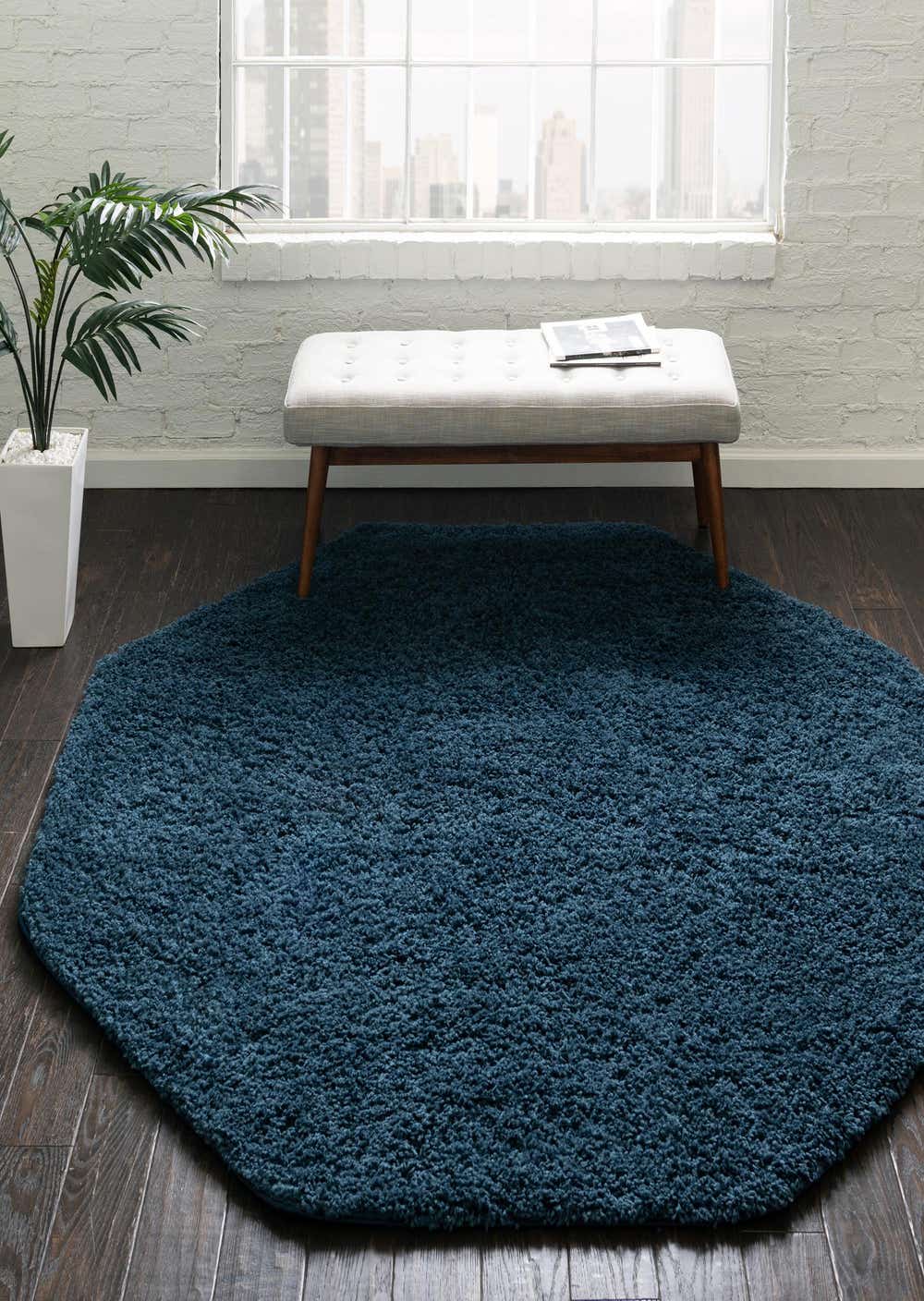 Navy Blue 6' x 6' Everyday Shag Octagon Rug eSaleRugs
