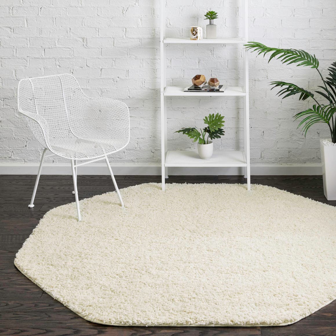 Ivory 4' x 4' Everyday Shag Octagon Rug