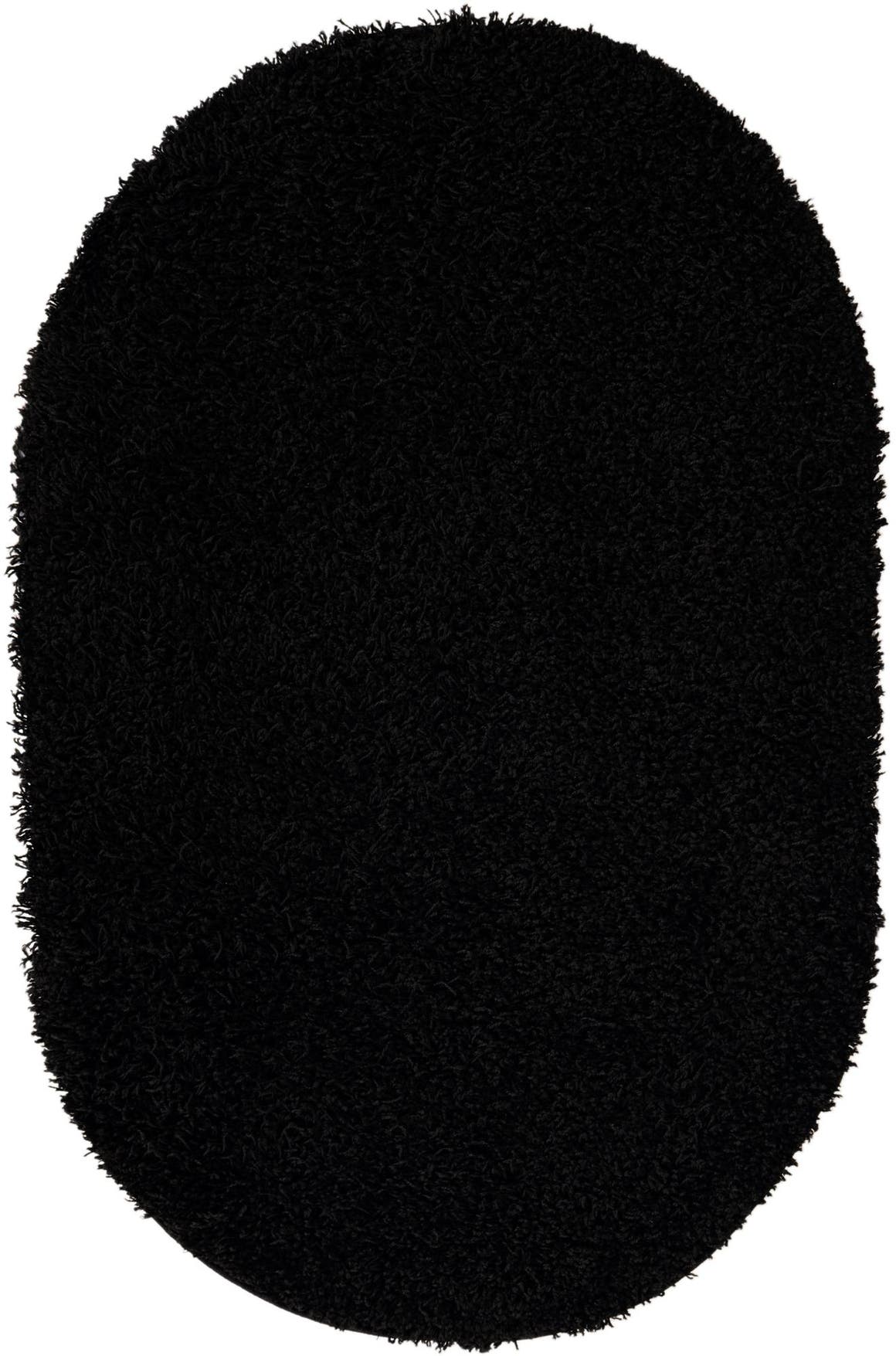 Black 3' 3 x 5' 3 Everyday Shag Oval Rug