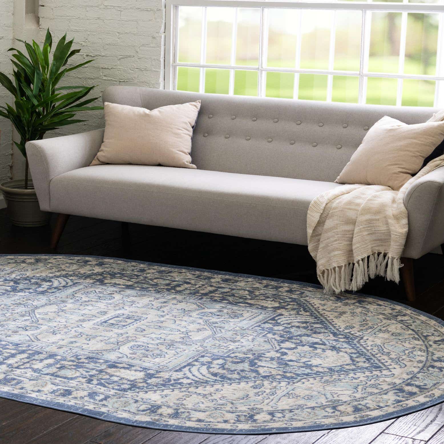 French Blue 8' x 10' Whitney Oval Rug eSaleRugs