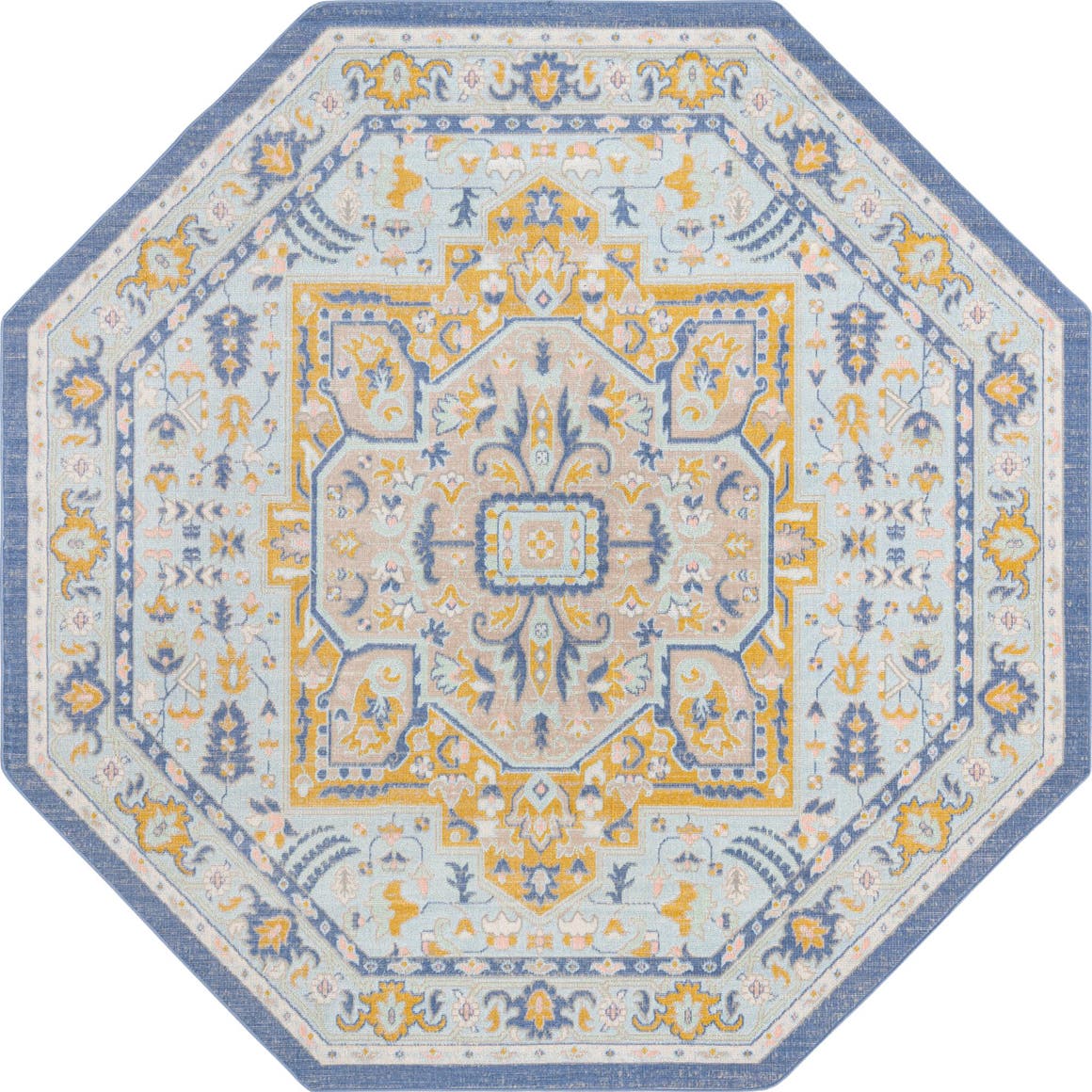 Sky Blue 7' x 7' Whitney Octagon Rug Rugs.ca