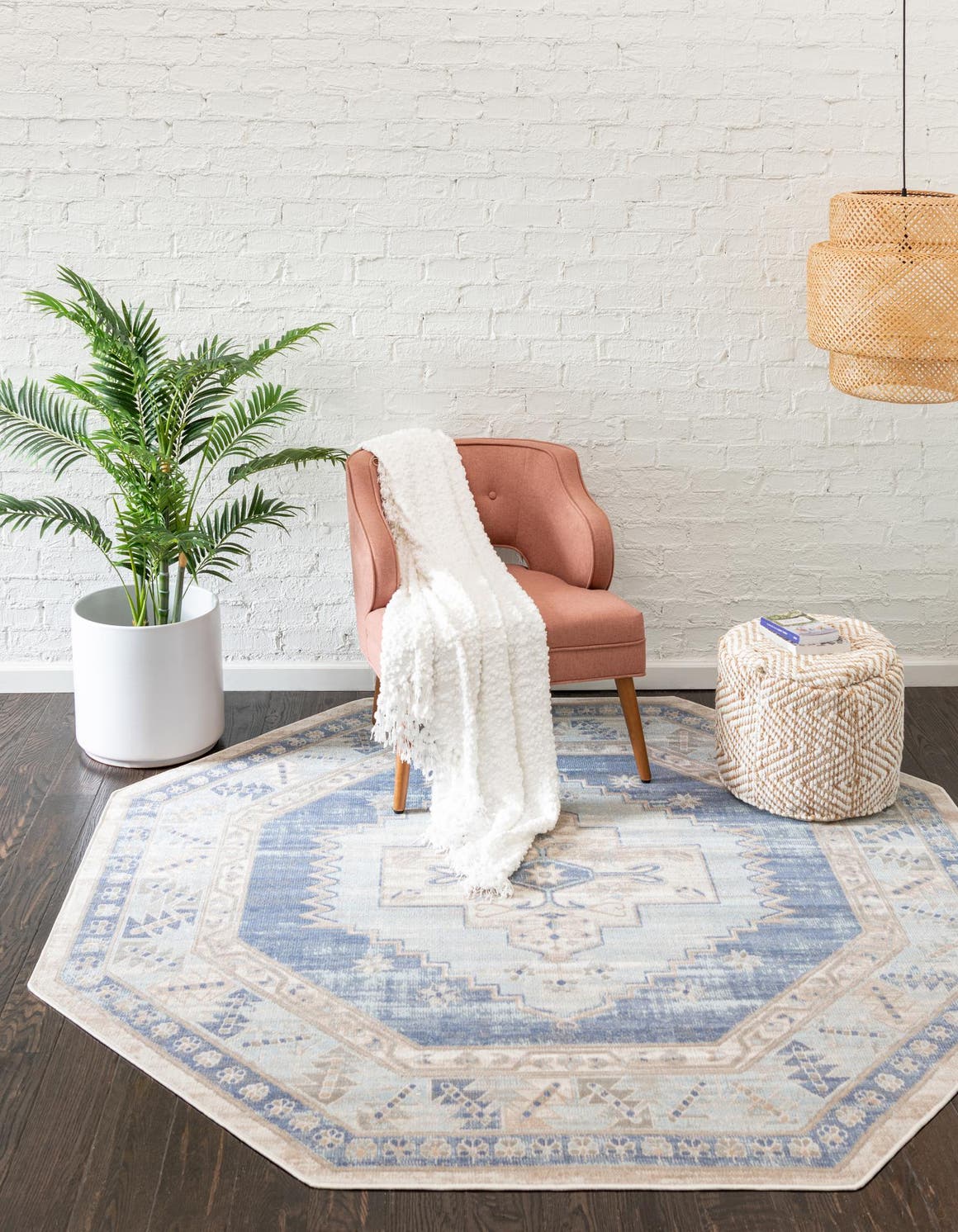 Sky Blue 7' x 7' Whitney Octagon Rug