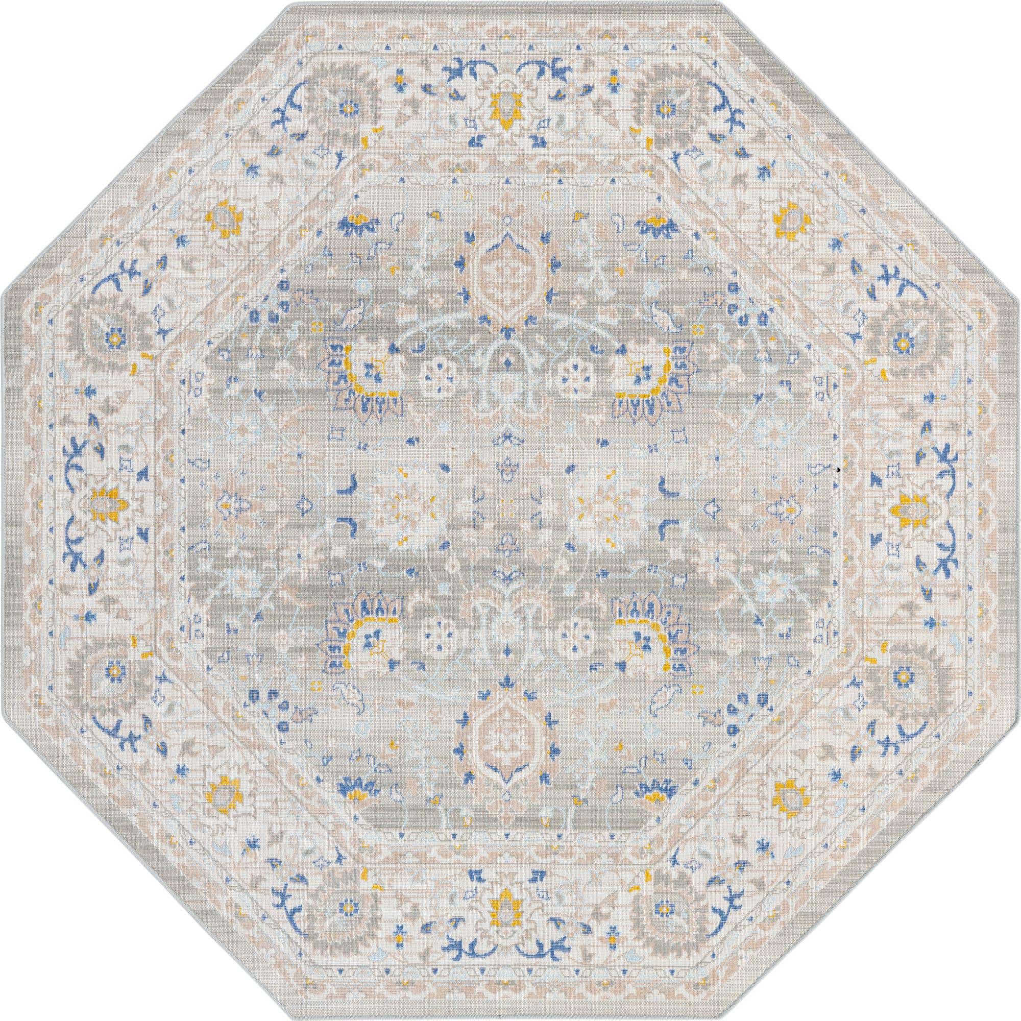 Cloud Gray 7' x 7' Whitney Octagon Rug