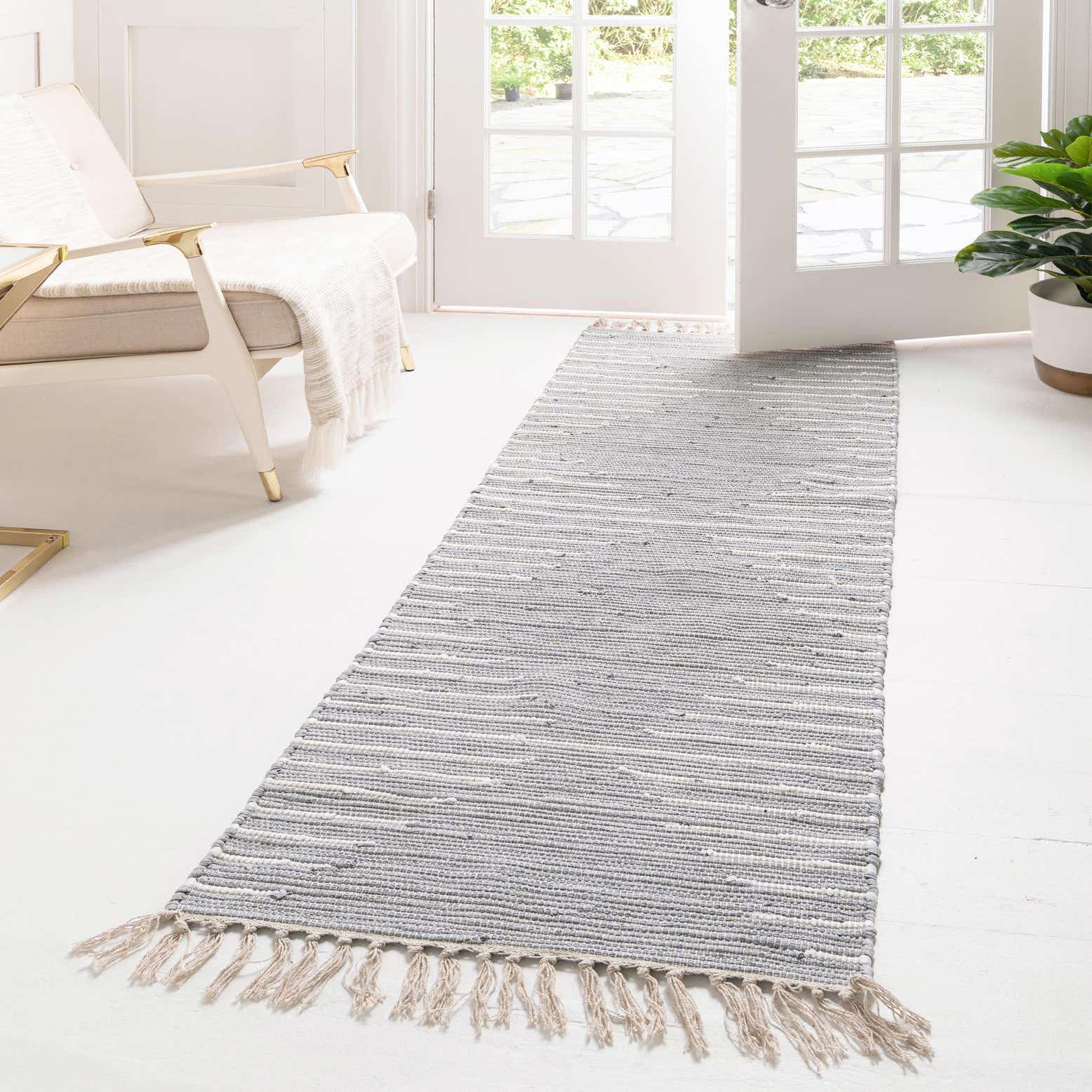 Light Gray 2' 2 x 6' Chindi Cotton Runner Rug