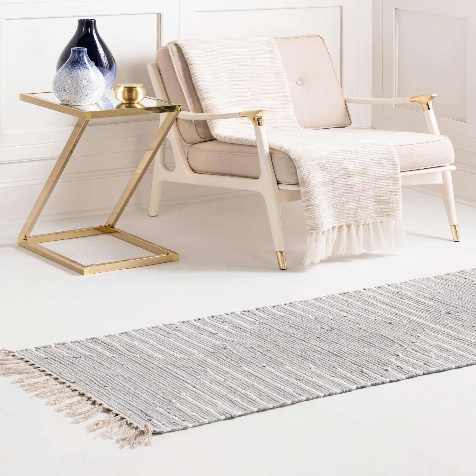 Light Gray 2' 2 x 6' Chindi Cotton Runner Rug