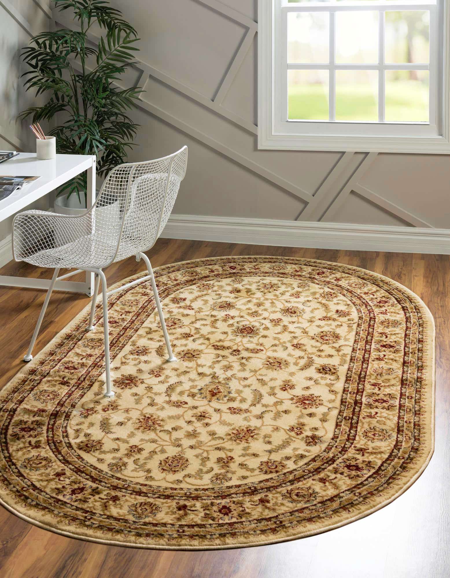Cream 5' x 8' Aditi Oval Rug