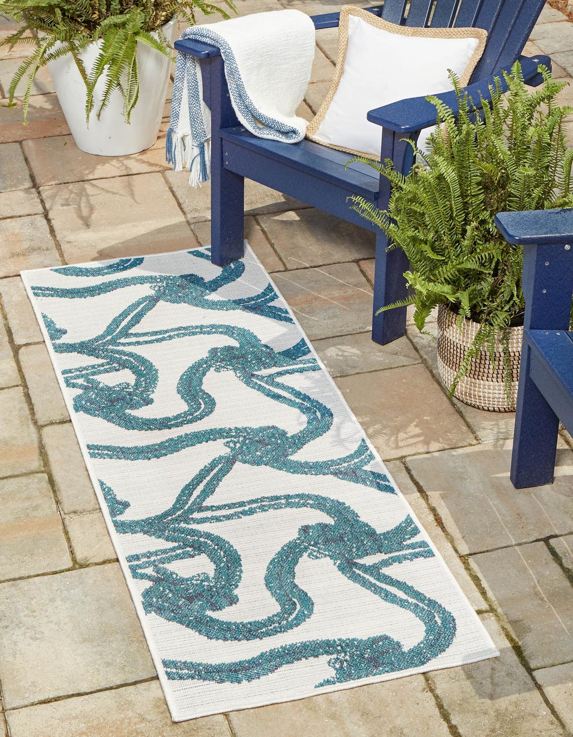 Ivory 2' x 6' Outdoor Coastal Runner Rug eSaleRugs