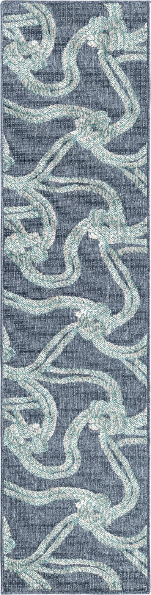 Navy Blue 2' x 8' Outdoor Coastal Runner Rug