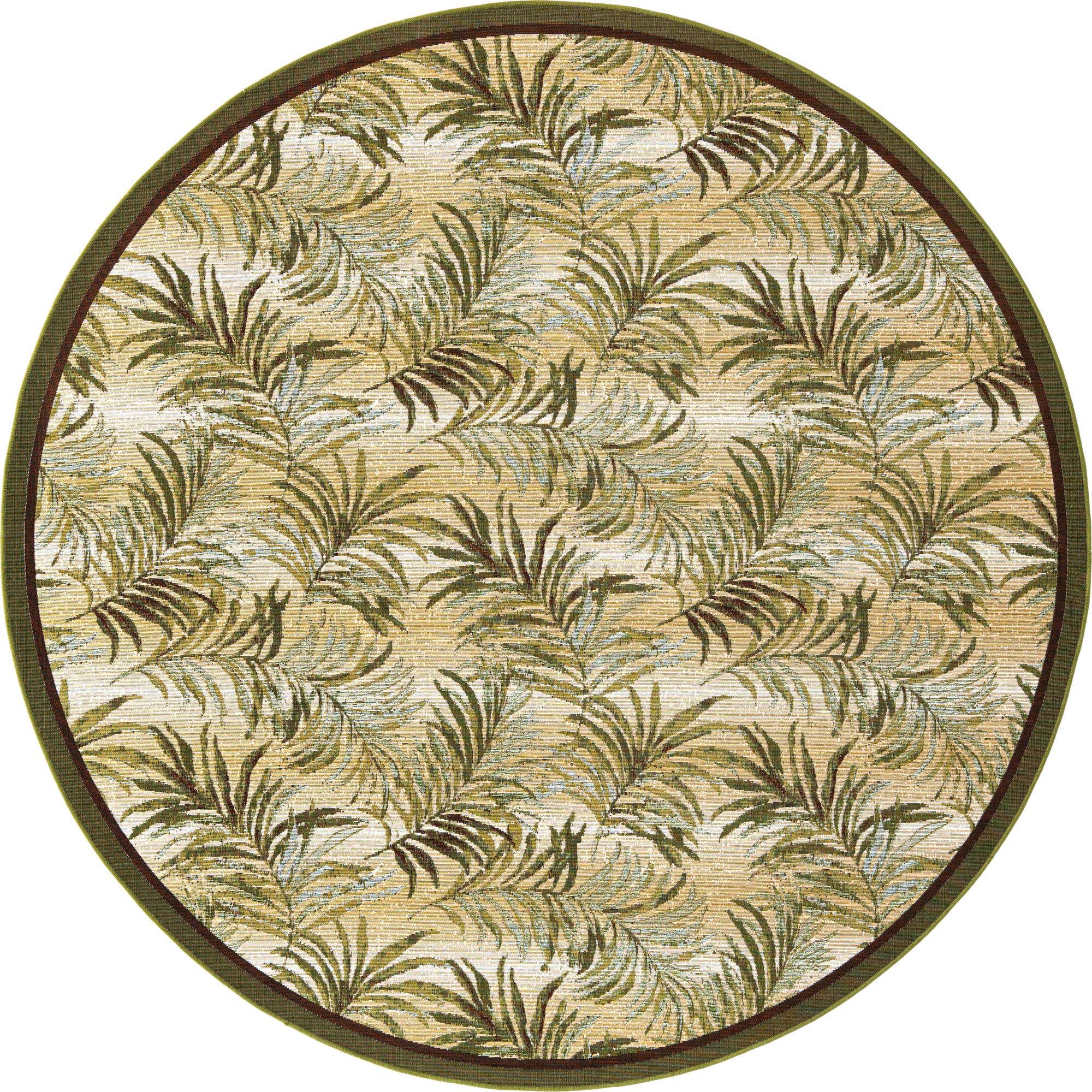 Green 7' 10 x 7' 10 Outdoor Botanical Round Rug