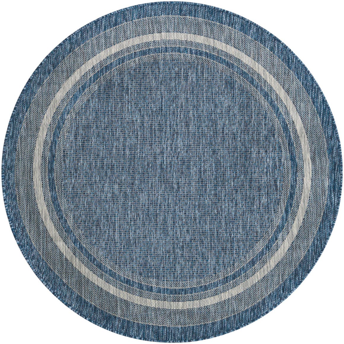 Blue 5' x 5' Outdoor Border Round Rug
