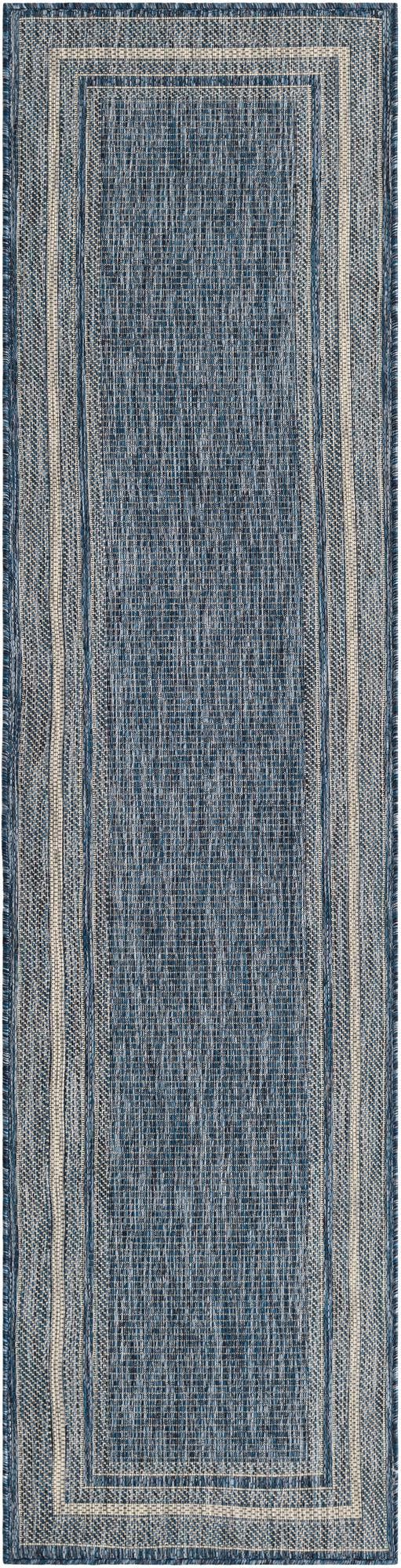 Blue 2' x 8' Outdoor Border Runner Rug