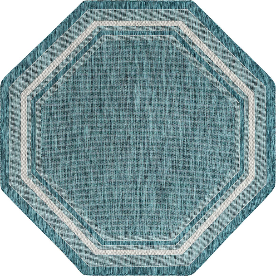 Teal 245cm x 245cm Outdoor Border Octagon Rug AU Rugs