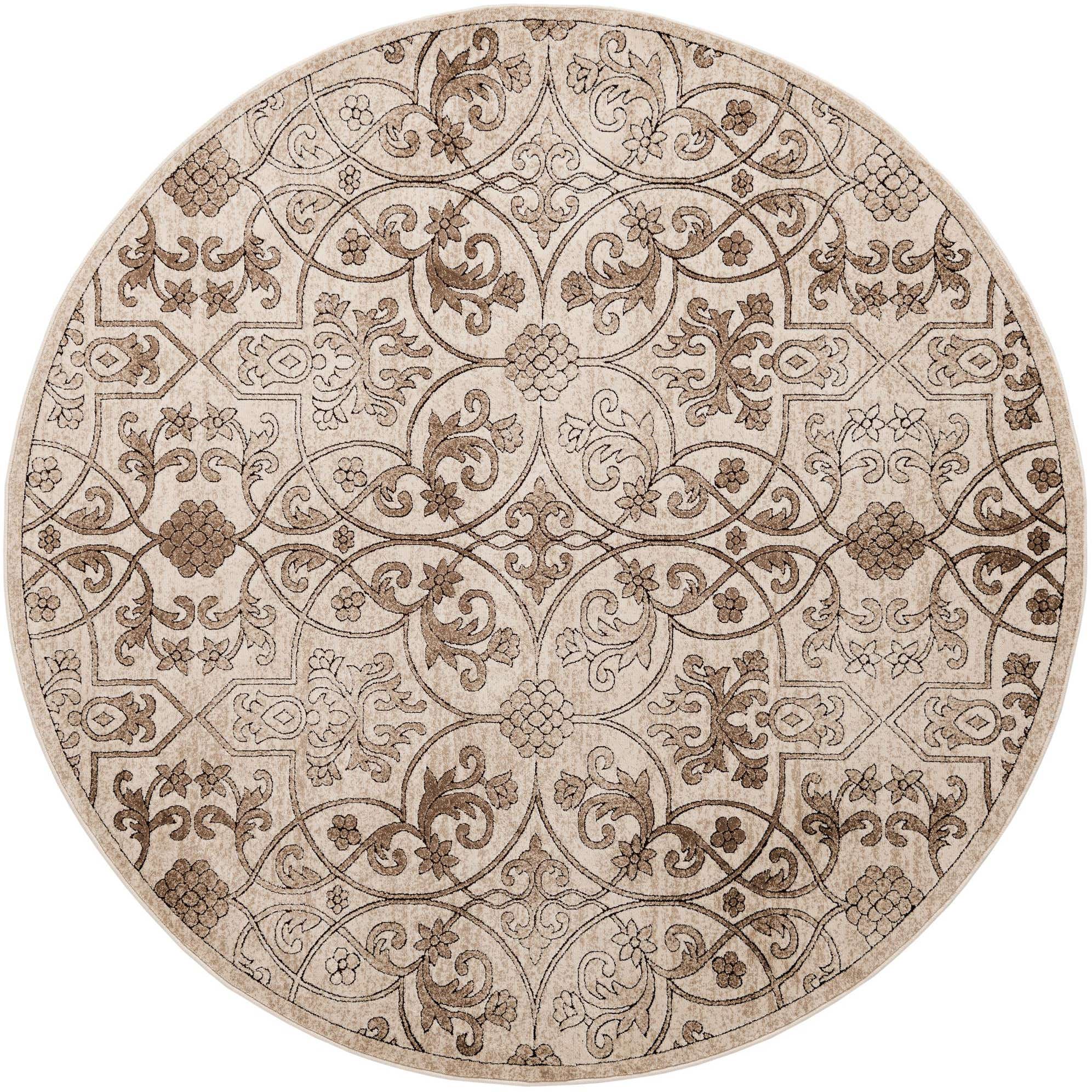 Dark Beige 7' 10 x 7' 10 Nepal Round Rug