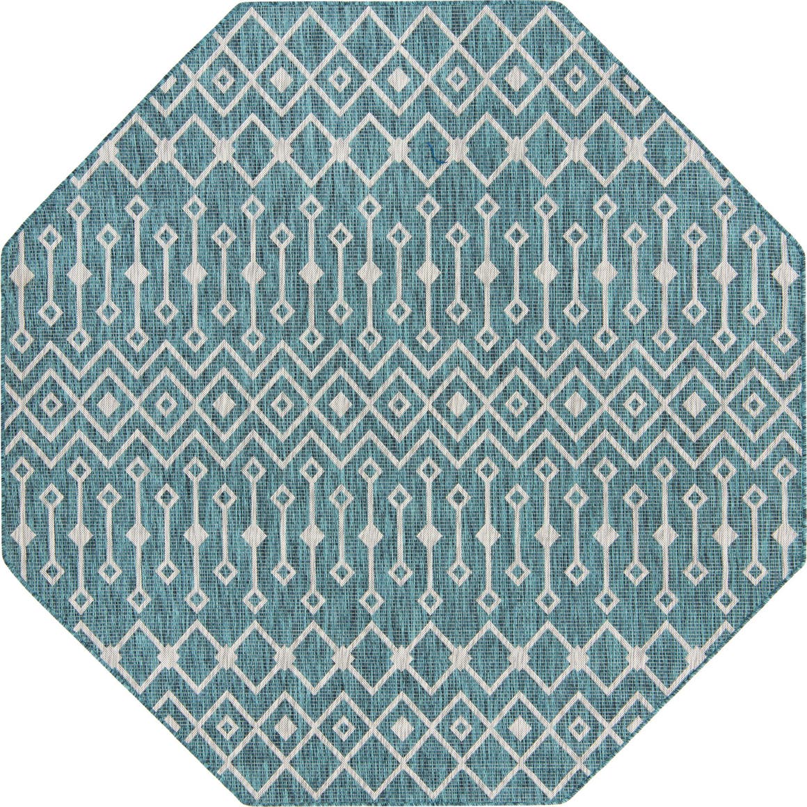 Teal 7' 10 x 7' 10 Outdoor Lattice Octagon Rug