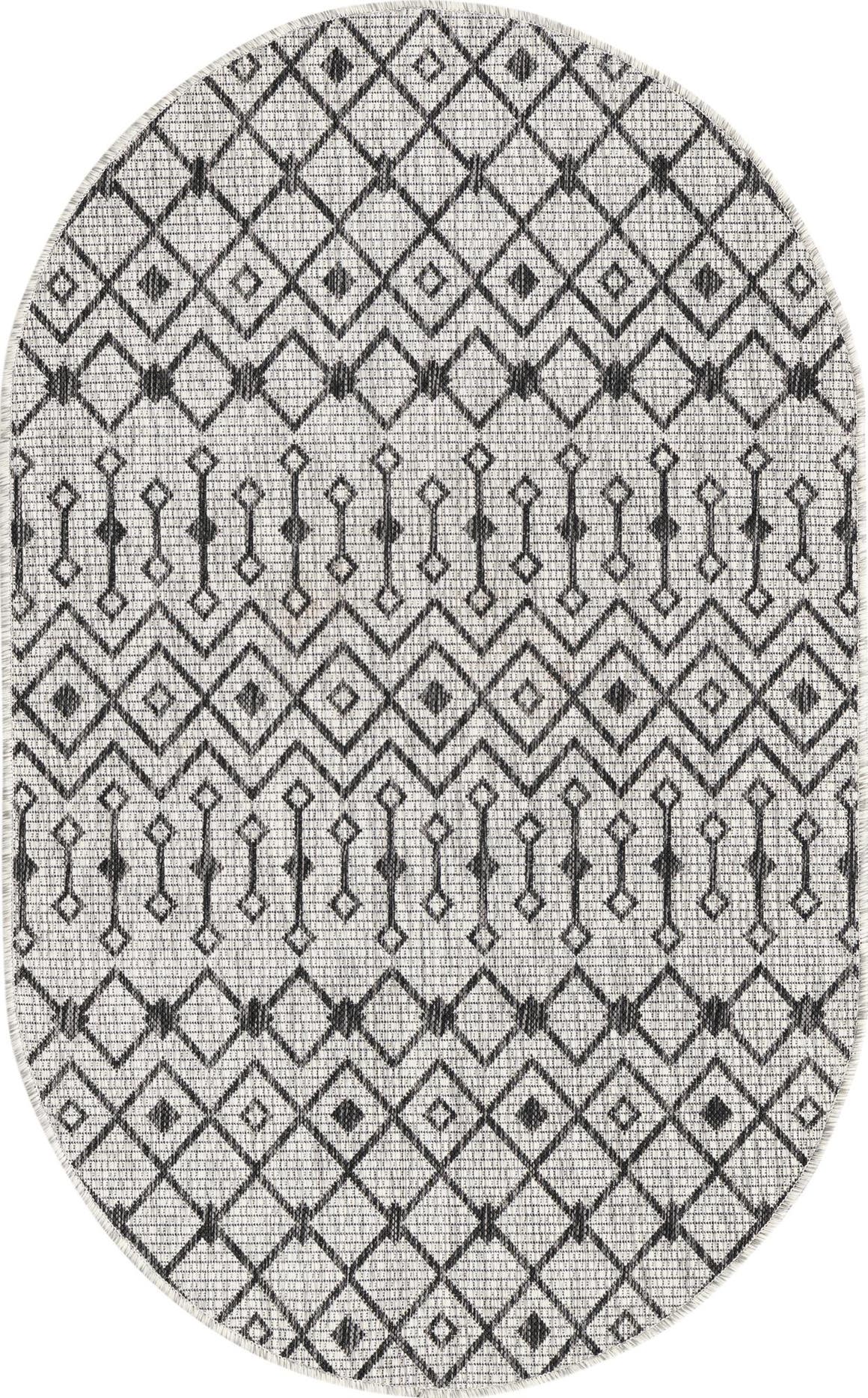 Light Gray 3' 3 x 5' 3 Outdoor Lattice Oval Rug