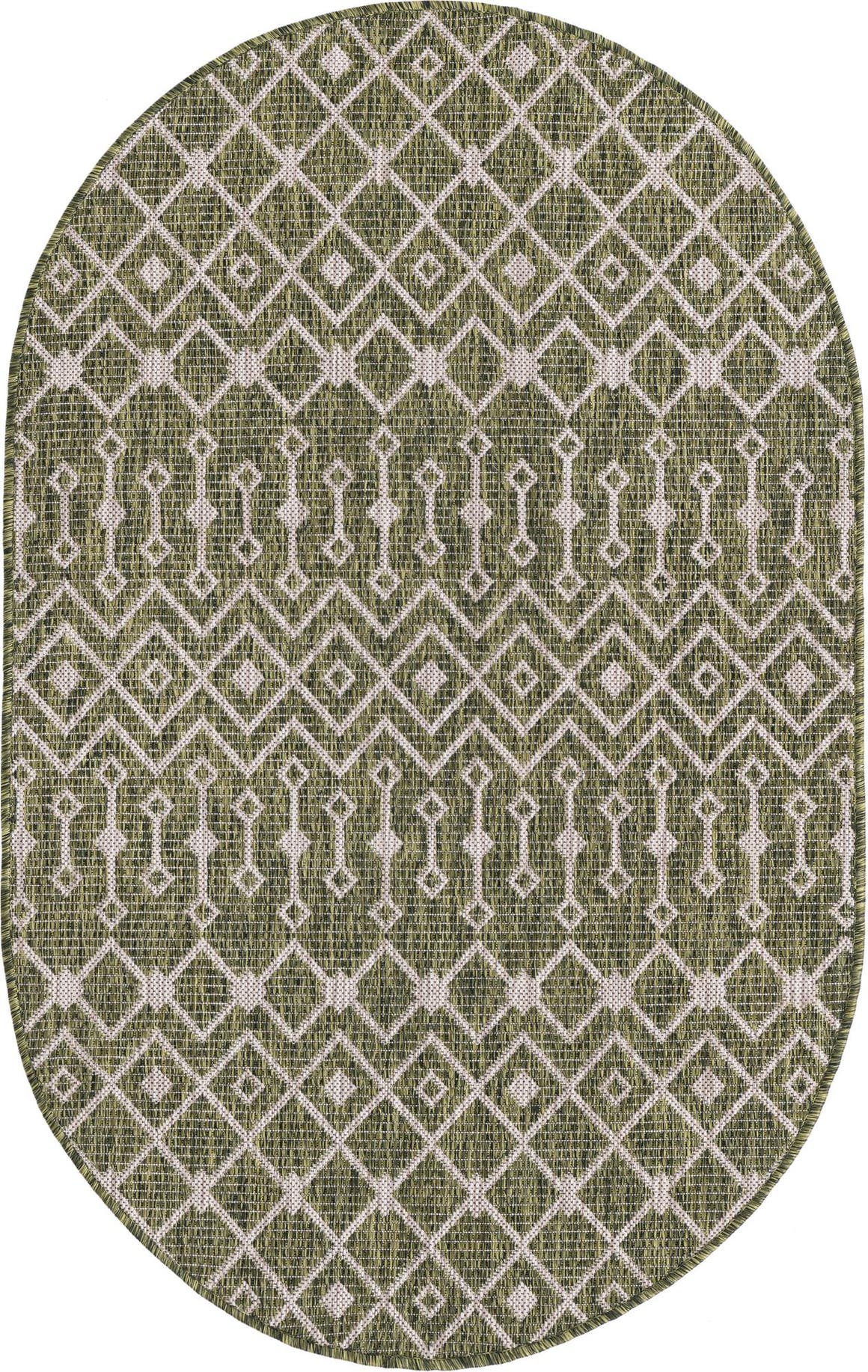 Green 3' 3 x 5' 3 Outdoor Trellis Oval Rug eSaleRugs