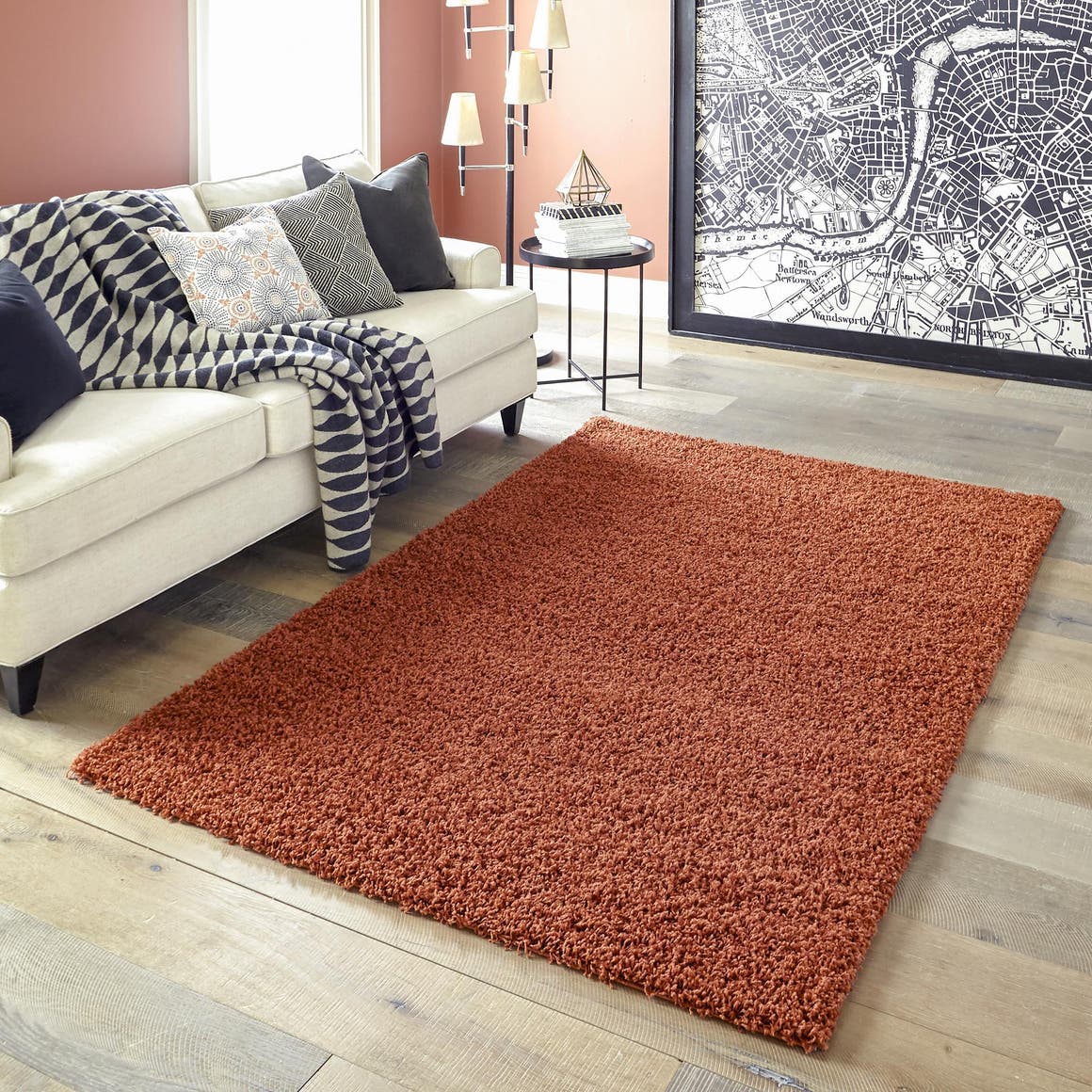 Terracotta 12' x 15' Solid Shag Rug eSaleRugs