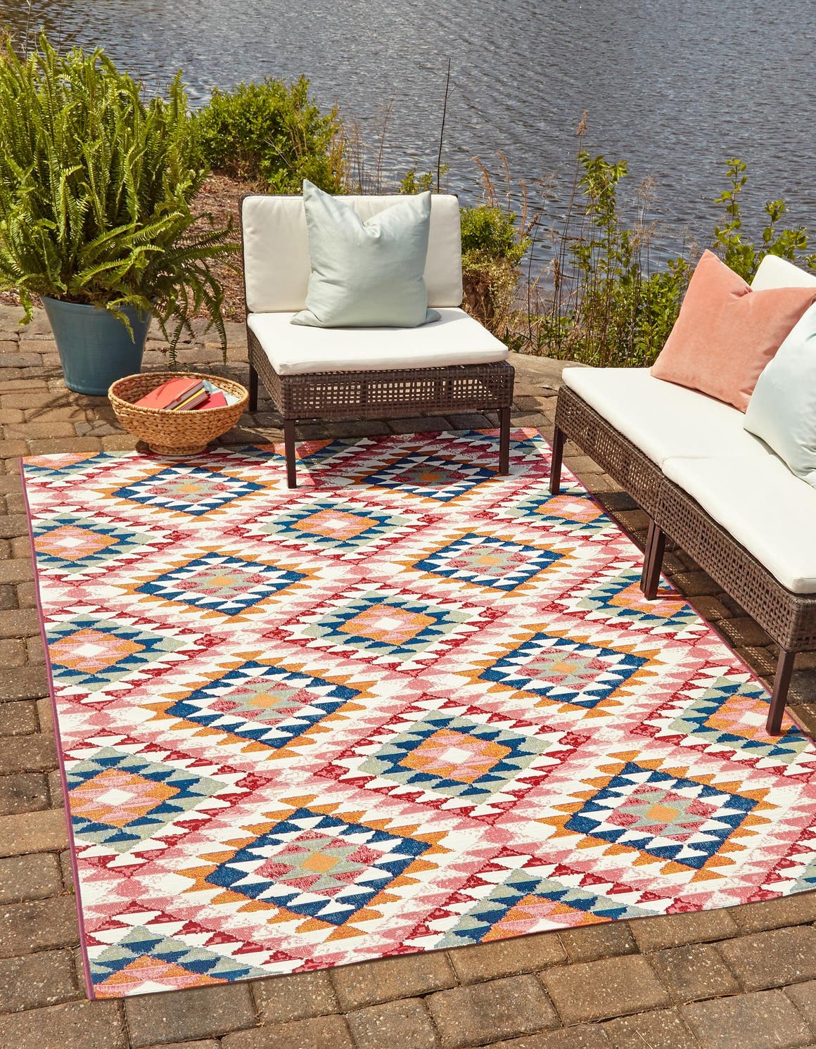 Multicolor 5' 3 x 8' Outdoor Southwestern Rug eSaleRugs